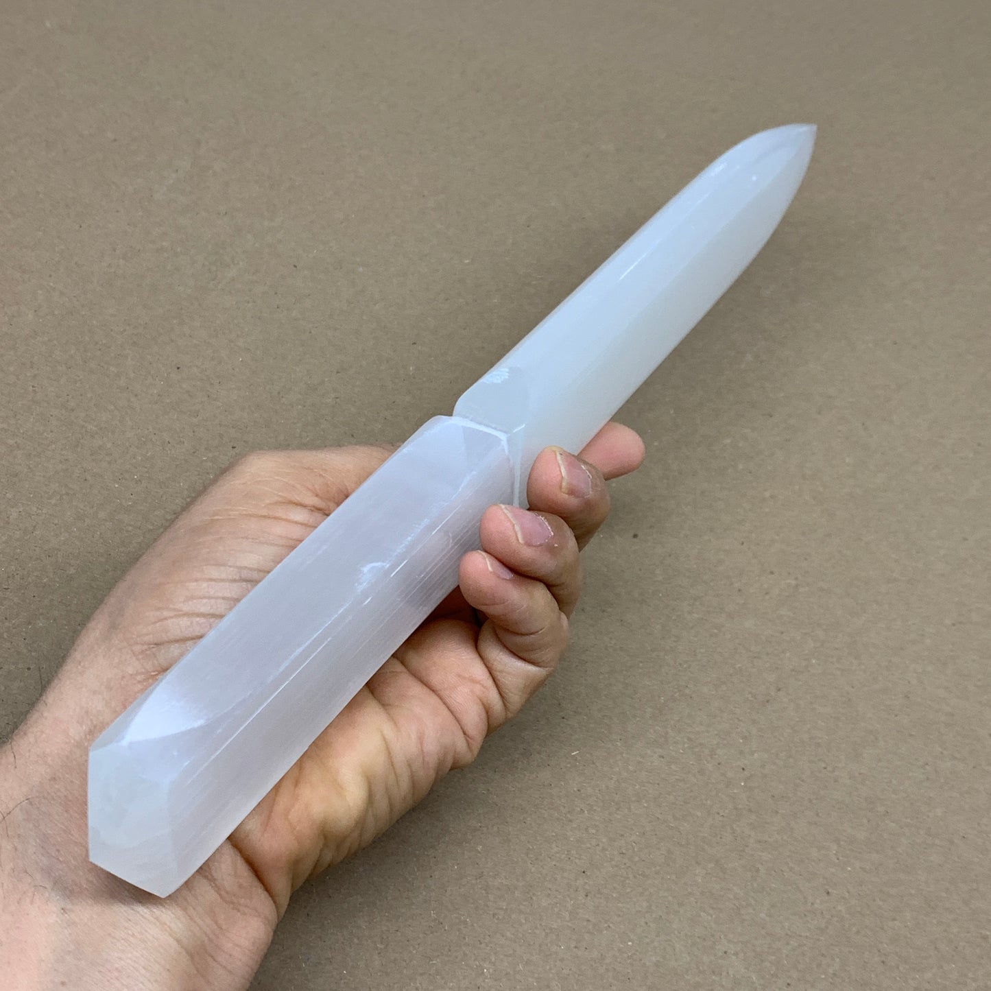 328g, 11.5"x1.6"x0.7", Natural Selenite Crystal Dagger (Satin Spar), B36079