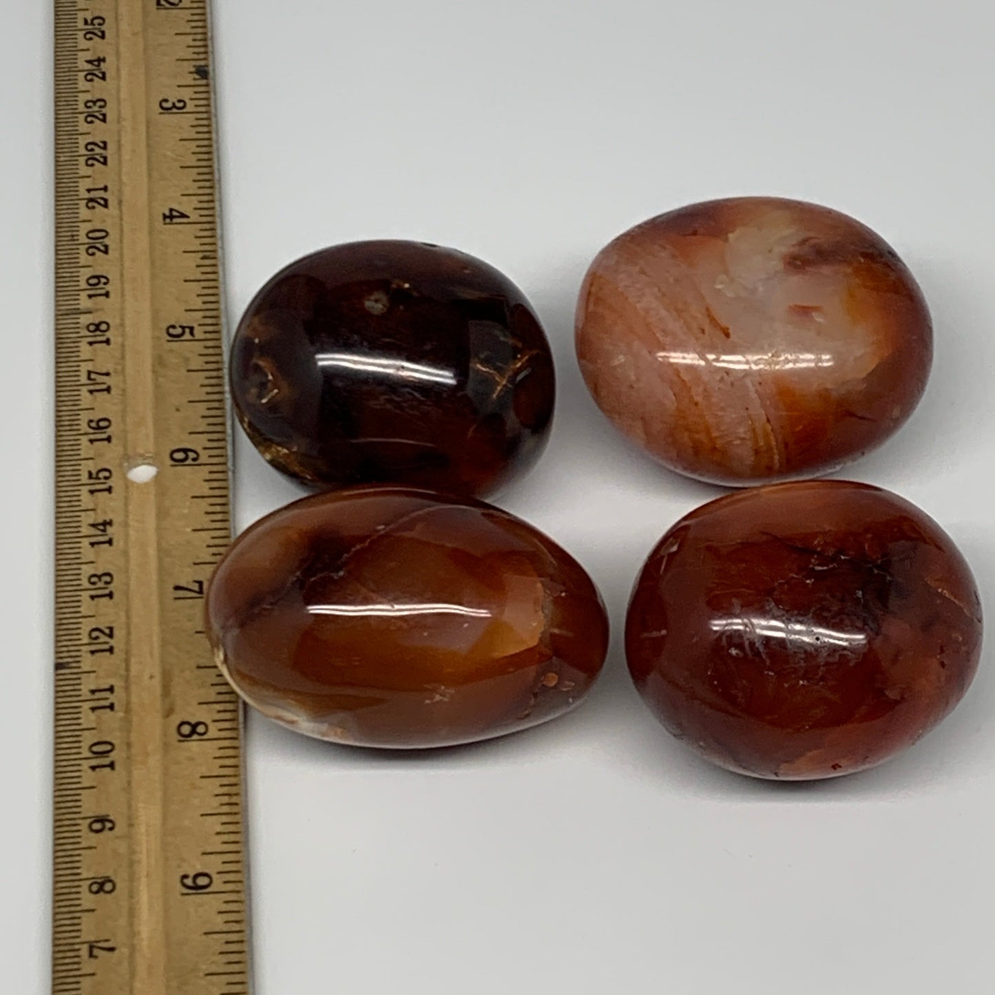 455g, 2" - 2.3", 4pcs, Red Carnelian Palm-Stone Gem Crystal Polished, B17161