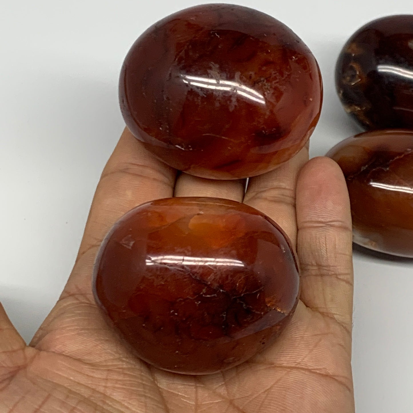 455g, 2" - 2.3", 4pcs, Red Carnelian Palm-Stone Gem Crystal Polished, B17161