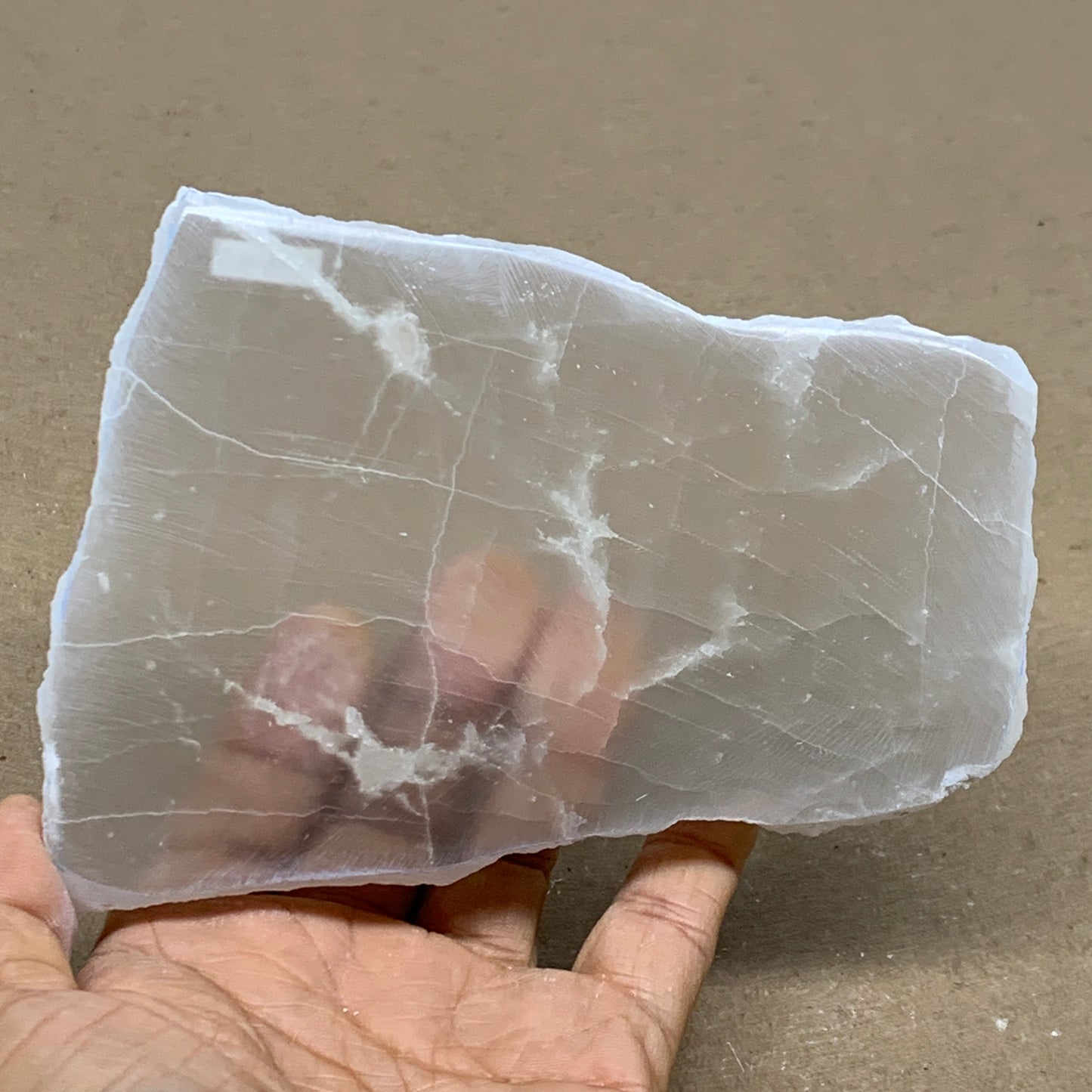 1.3 lbs, 5.4"x3.9"x1", Natural Clear Selenite Crystal Slab Gemstone, B36963