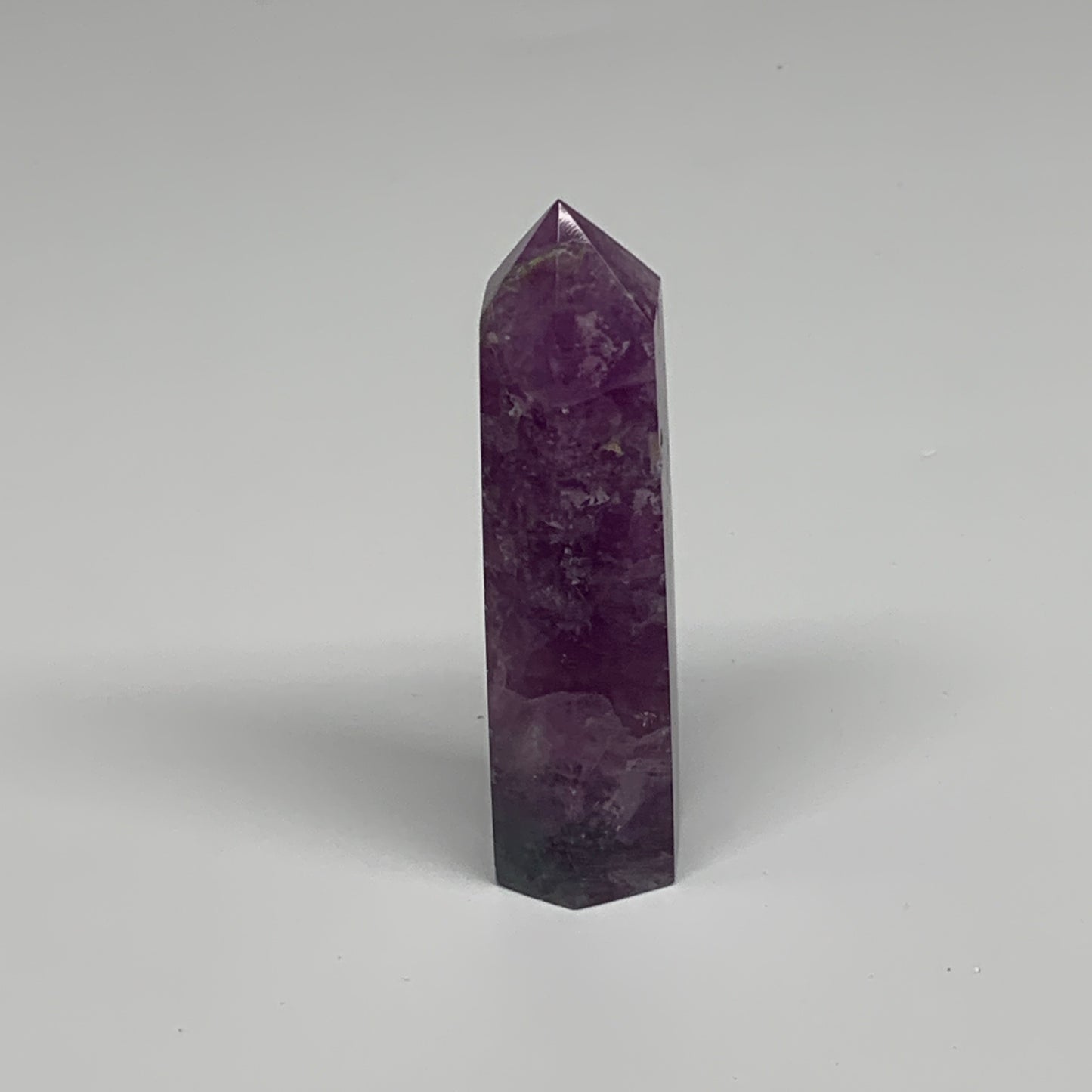 92.1g,  3.3"x0.8", Natural Watermelon Fluorite Tower Obelisk Point Crystal, B313