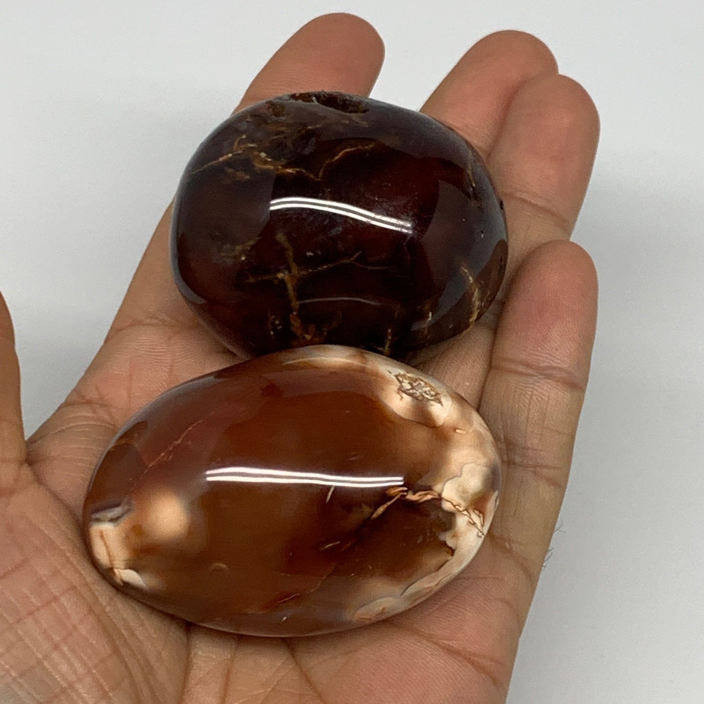 455g, 2" - 2.3", 4pcs, Red Carnelian Palm-Stone Gem Crystal Polished, B17161