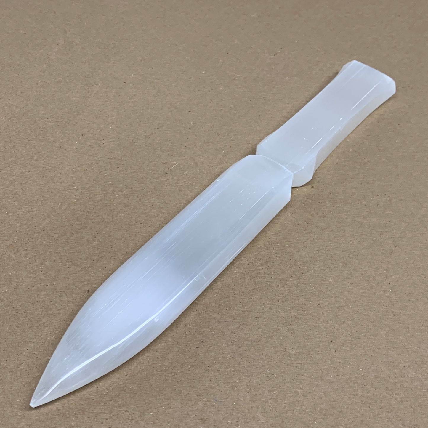 328g, 11.5"x1.6"x0.7", Natural Selenite Crystal Dagger (Satin Spar), B36079