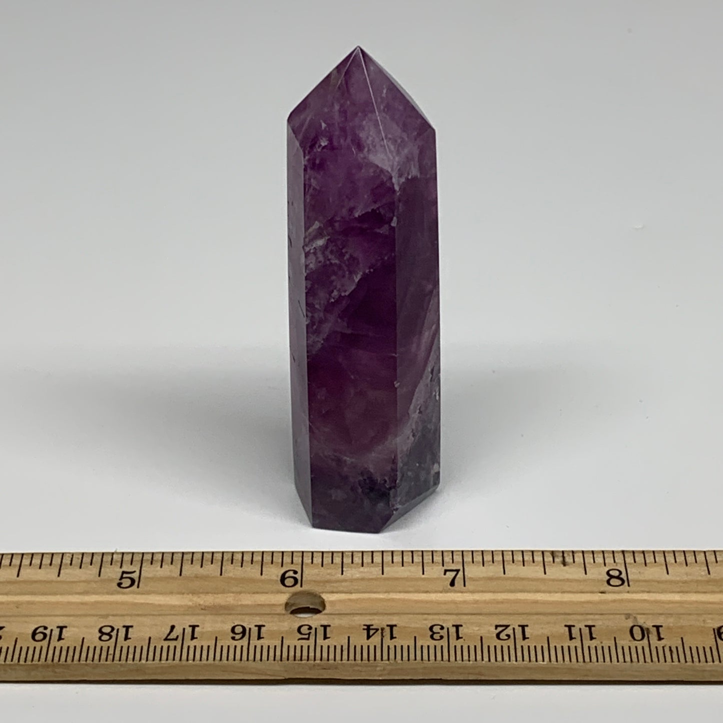 92.1g,  3.3"x0.8", Natural Watermelon Fluorite Tower Obelisk Point Crystal, B313