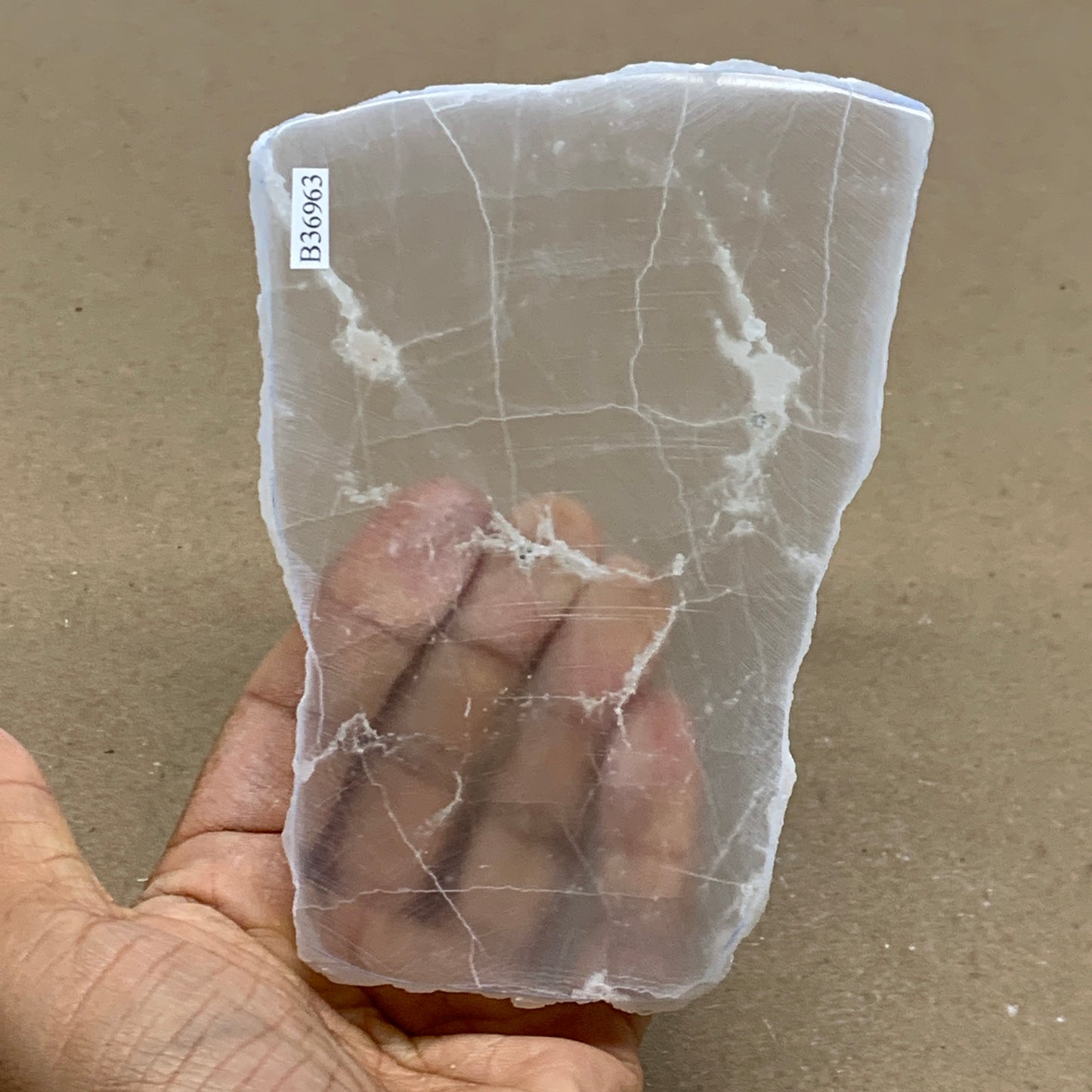 1.3 lbs, 5.4"x3.9"x1", Natural Clear Selenite Crystal Slab Gemstone, B36963