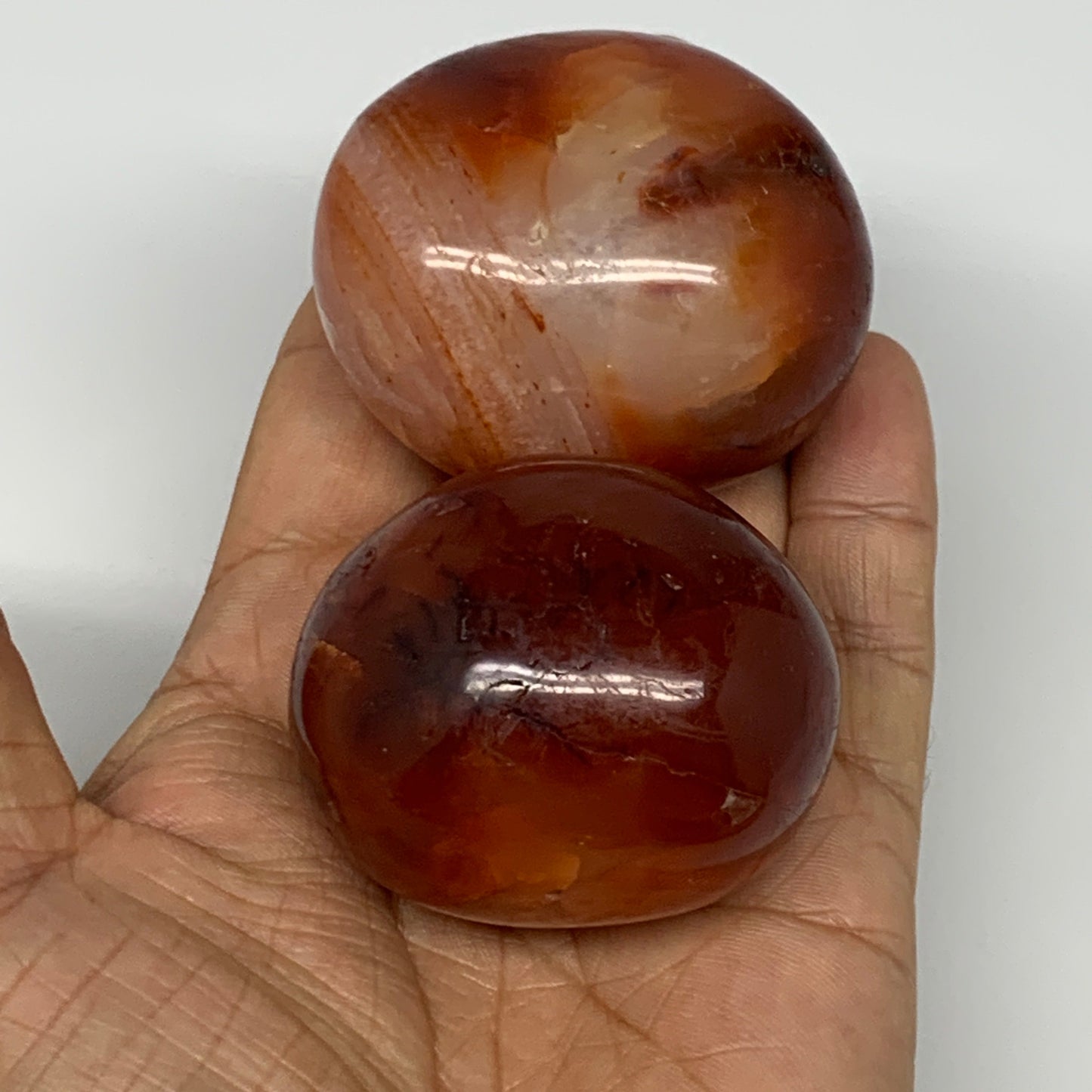 455g, 2" - 2.3", 4pcs, Red Carnelian Palm-Stone Gem Crystal Polished, B17161