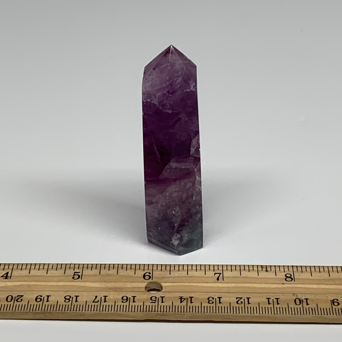 92.1g,  3.3"x0.8", Natural Watermelon Fluorite Tower Obelisk Point Crystal, B313
