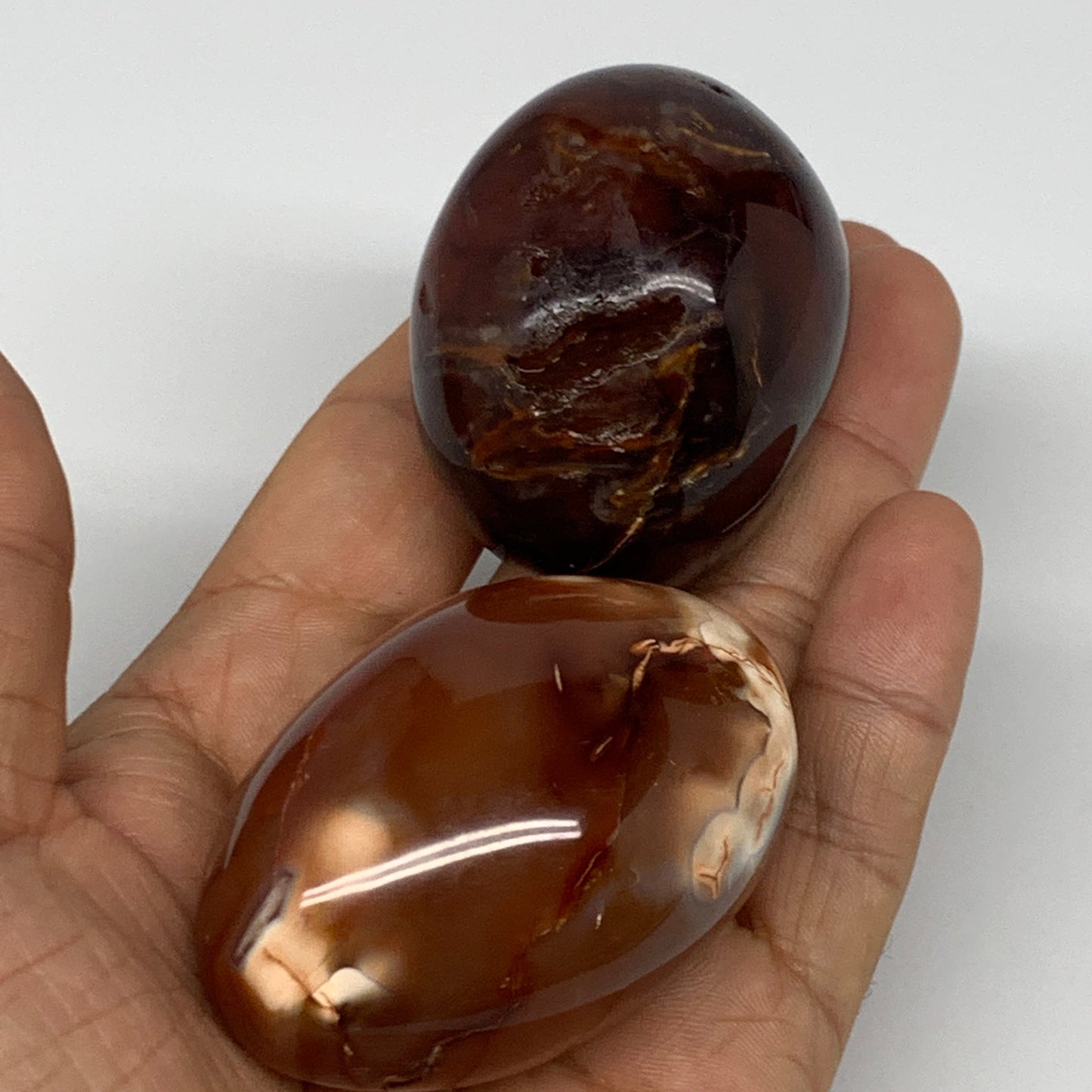 455g, 2" - 2.3", 4pcs, Red Carnelian Palm-Stone Gem Crystal Polished, B17161