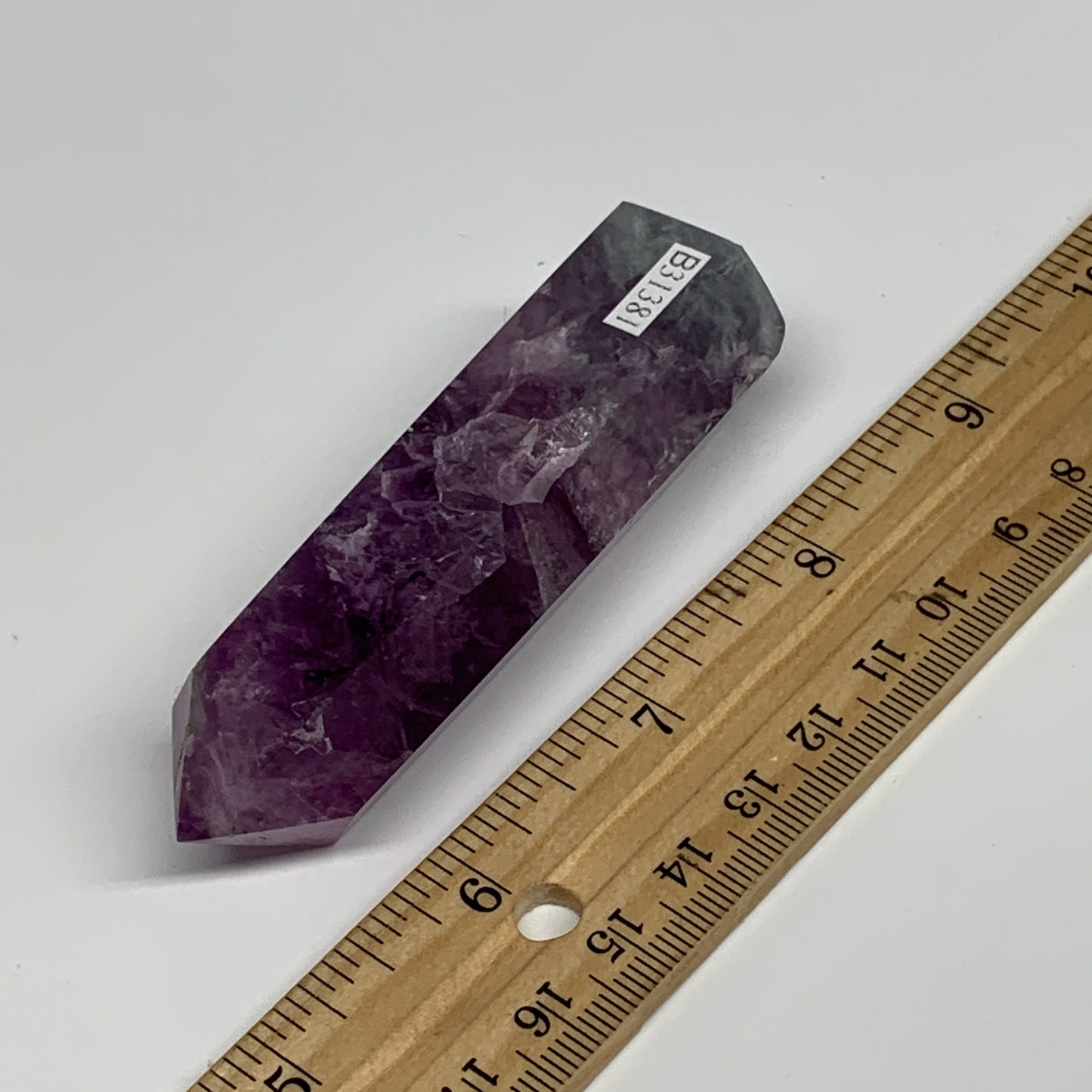 92.1g,  3.3"x0.8", Natural Watermelon Fluorite Tower Obelisk Point Crystal, B313