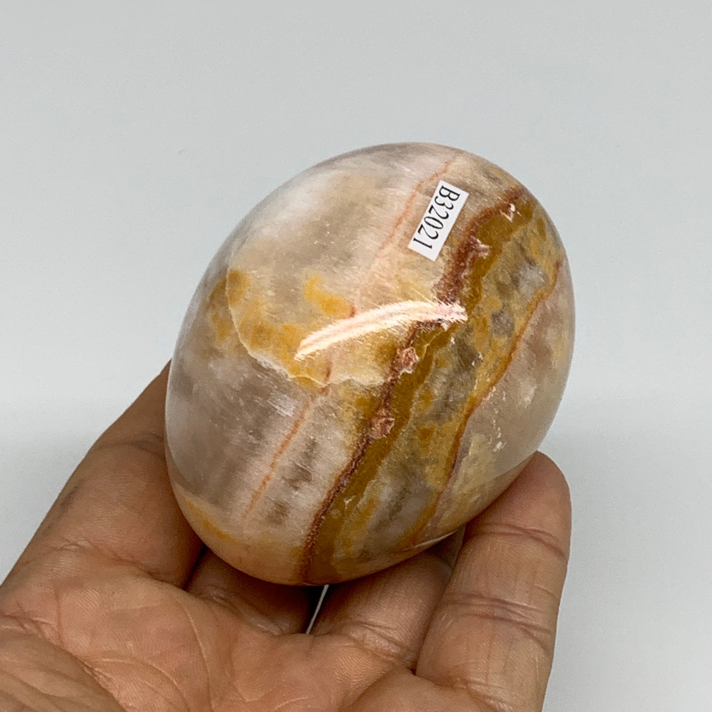 244g, 2.6"x2" Natural Green Onyx Egg Gemstone Mineral, from Pakistan, B32021