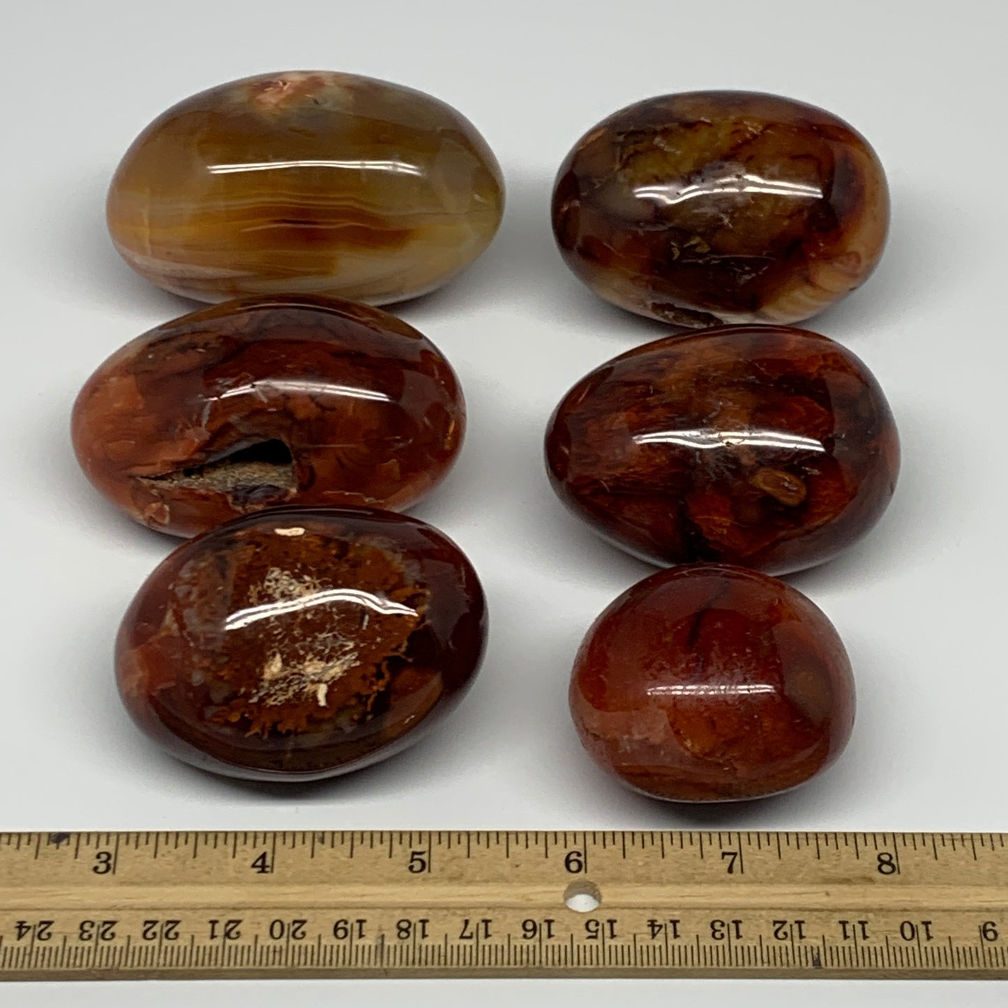 1015g, 1.9" - 3", 6pcs, Red Carnelian Palm-Stone Gem Crystal Polished, B17605