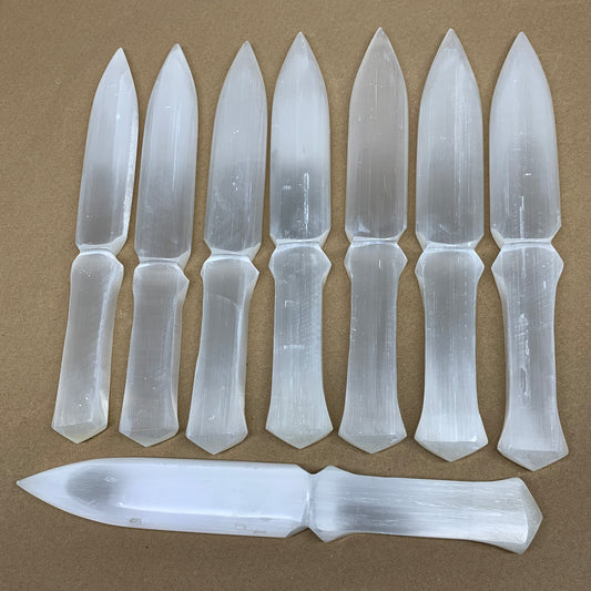 8pcs, 11.5"x1.5"x0.5", Natural Selenite Crystal Dagger (Satin Spar)