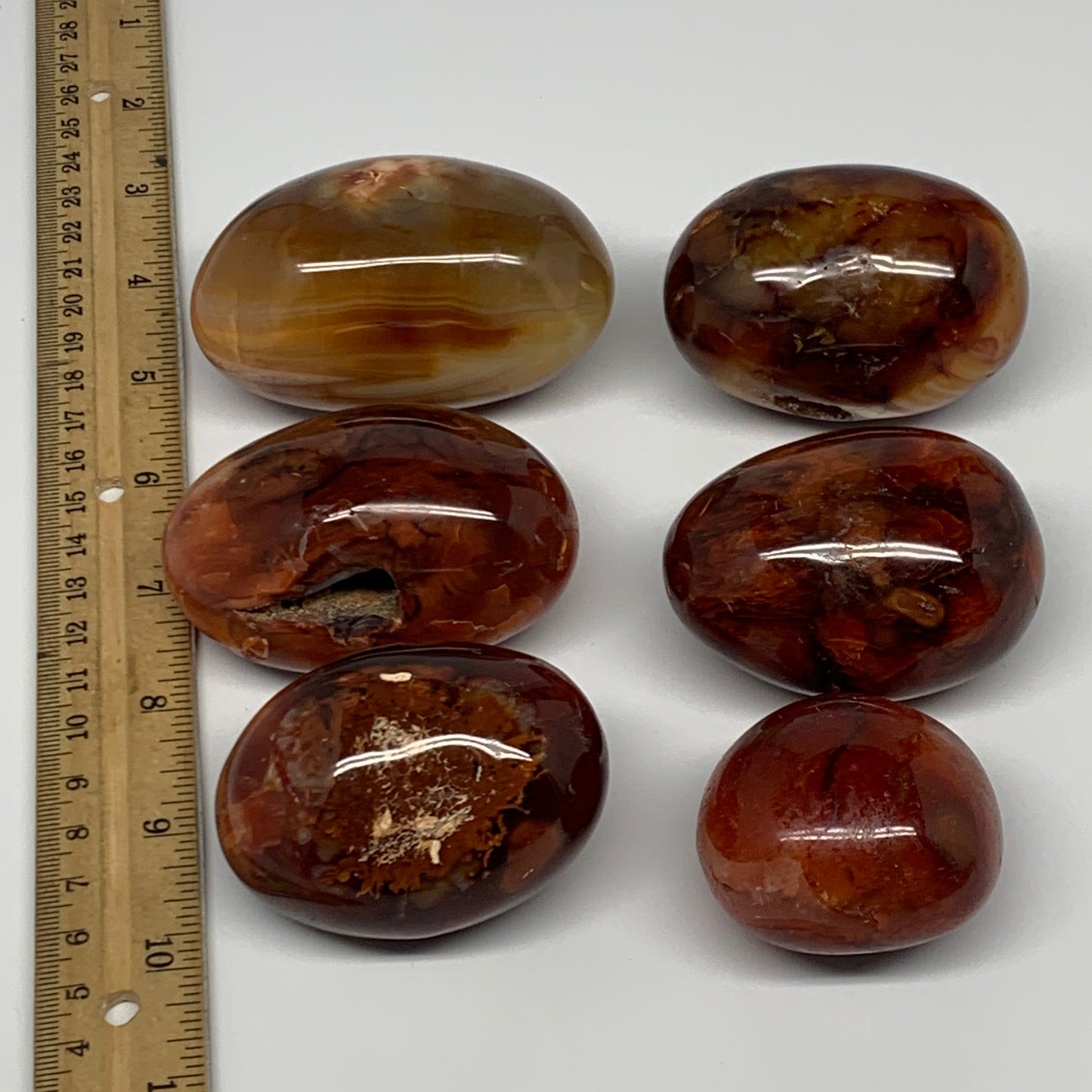 1015g, 1.9" - 3", 6pcs, Red Carnelian Palm-Stone Gem Crystal Polished, B17605