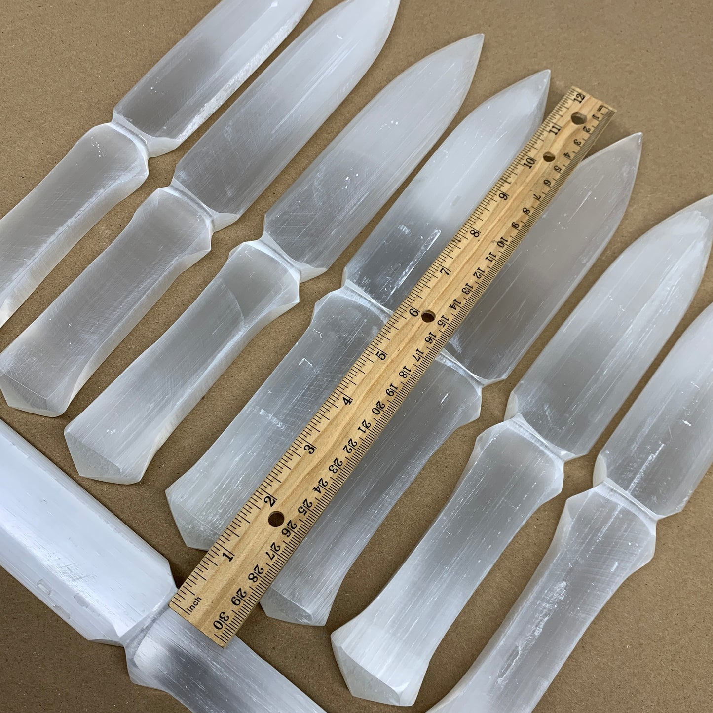 8pcs, 11.5"x1.5"x0.5", Natural Selenite Crystal Dagger (Satin Spar)