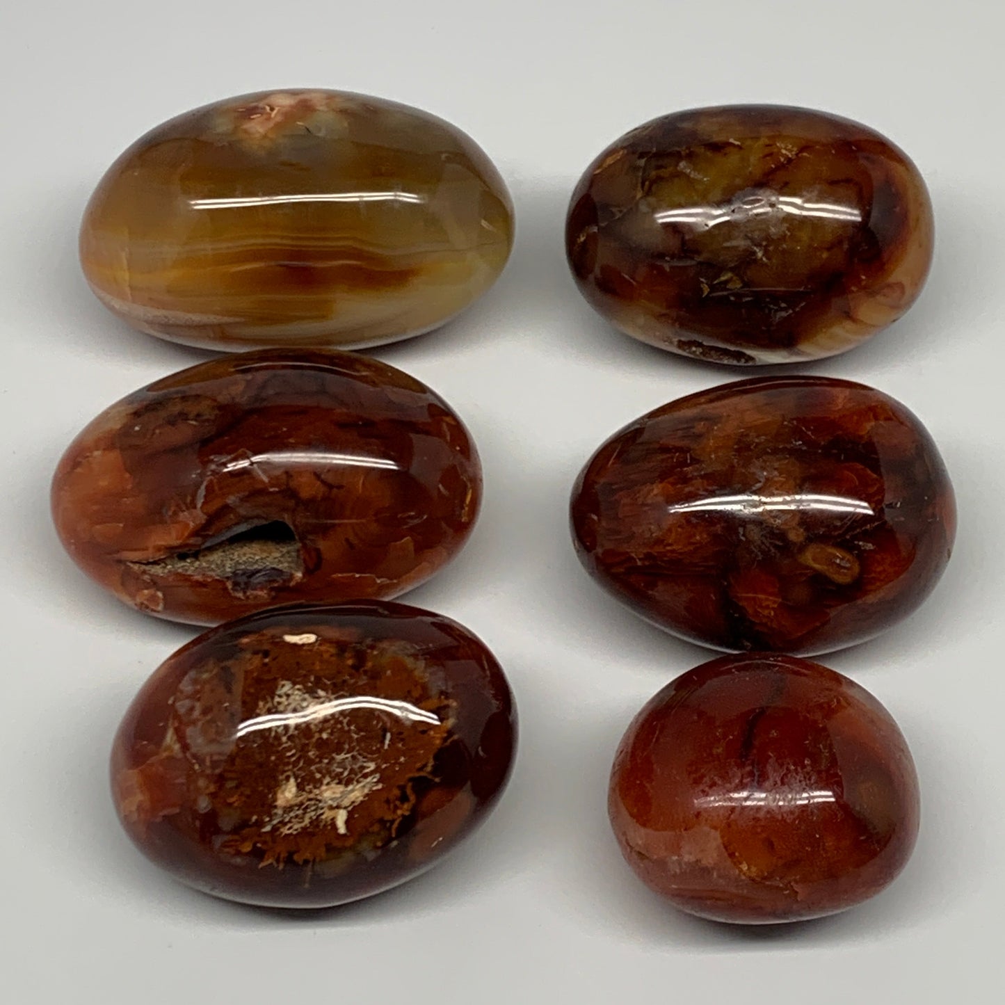 1015g, 1.9" - 3", 6pcs, Red Carnelian Palm-Stone Gem Crystal Polished, B17605