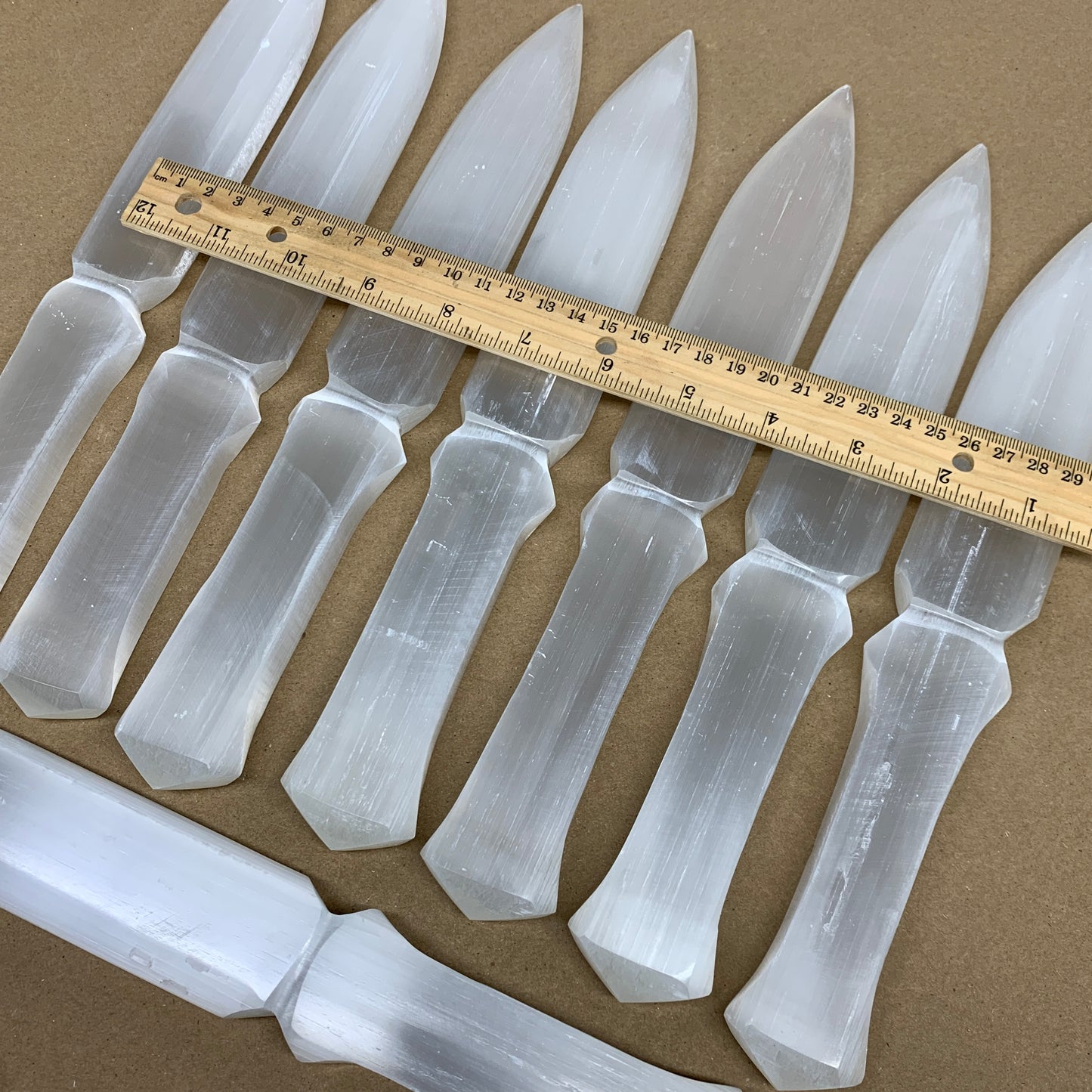 8pcs, 11.5"x1.5"x0.5", Natural Selenite Crystal Dagger (Satin Spar)