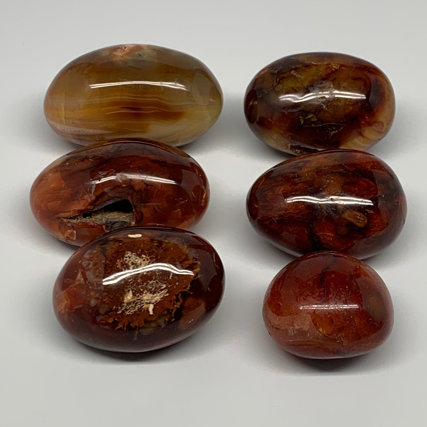 1015g, 1.9" - 3", 6pcs, Red Carnelian Palm-Stone Gem Crystal Polished, B17605