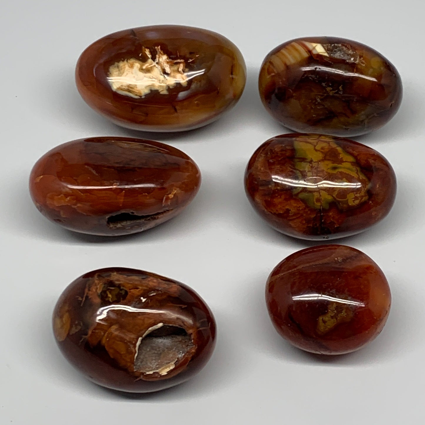 1015g, 1.9" - 3", 6pcs, Red Carnelian Palm-Stone Gem Crystal Polished, B17605