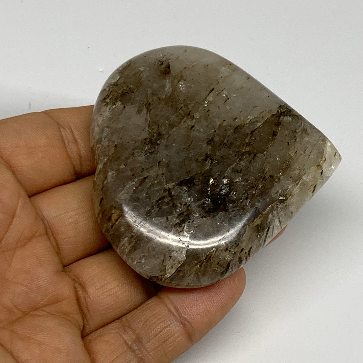 99g, 2.4"x2.5"x0.7", Natural Small Rutile Quartz Crystal Heart Reiki, B28297