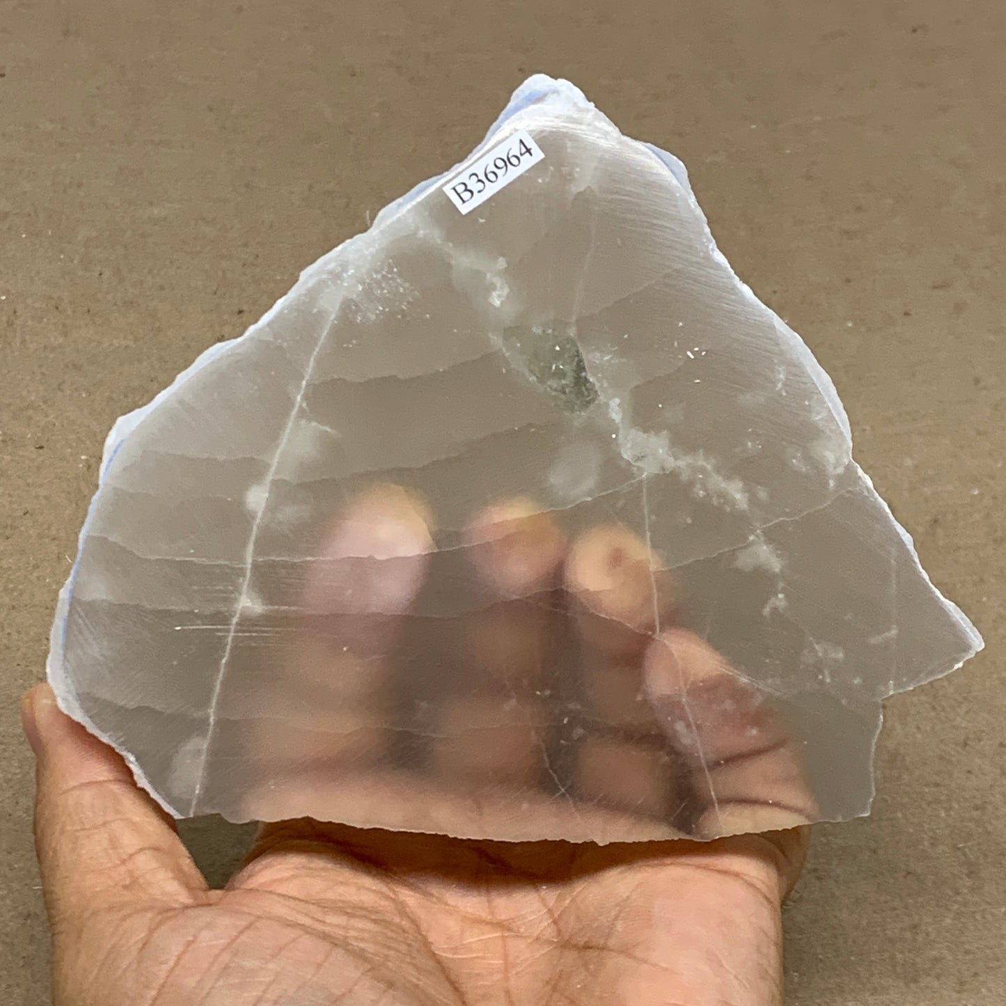 1.19 lbs, 5.1"x4.5"x1", Natural Clear Selenite Crystal Slab Gemstone, B36964