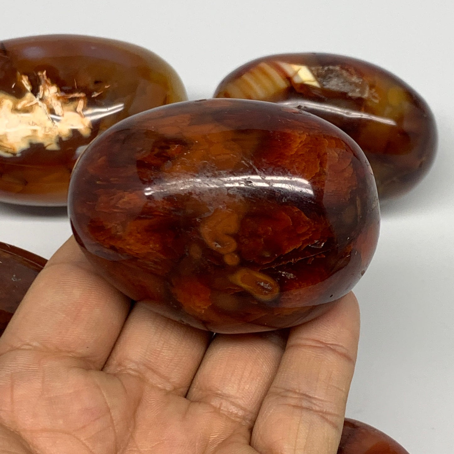 1015g, 1.9" - 3", 6pcs, Red Carnelian Palm-Stone Gem Crystal Polished, B17605