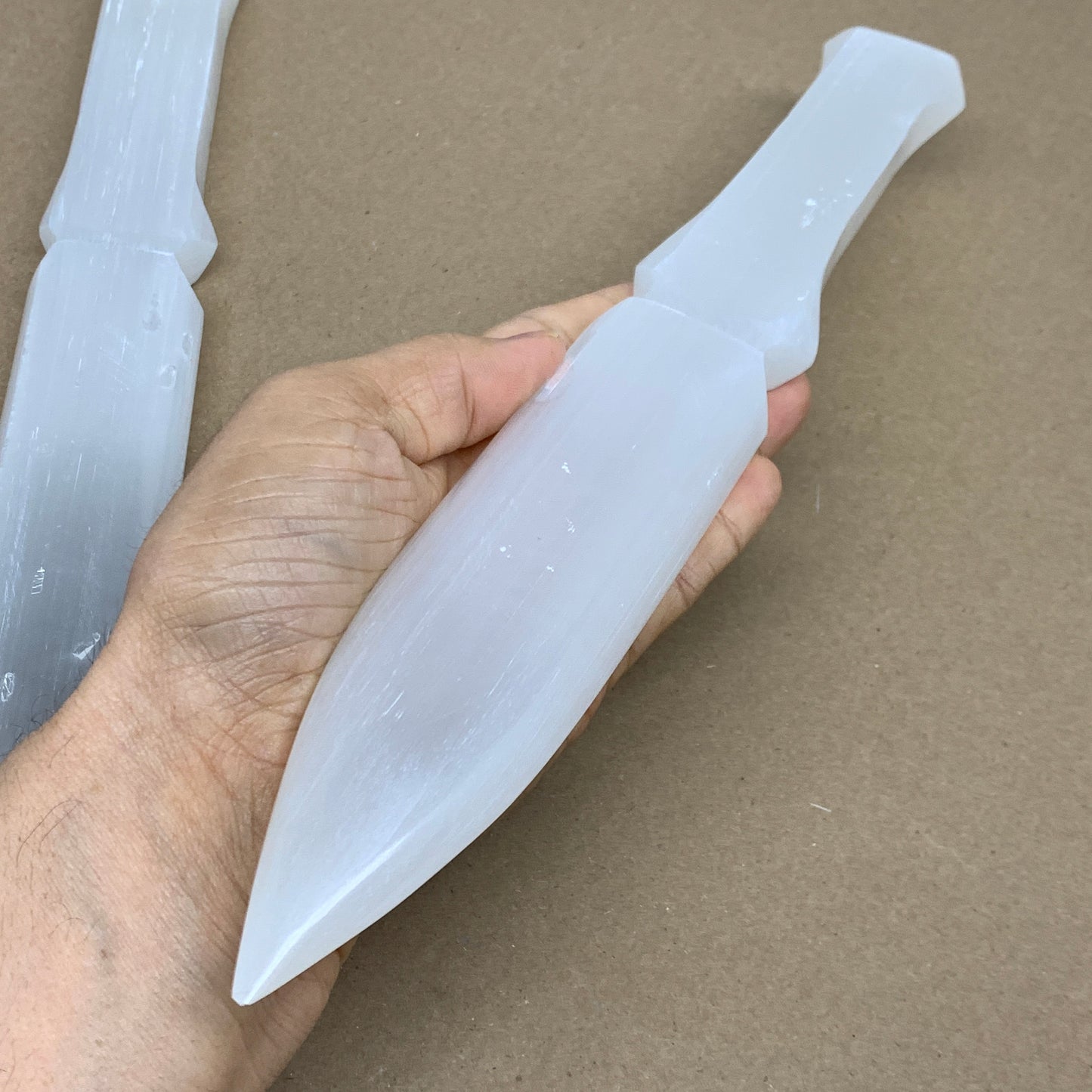 8pcs, 11.5"x1.5"x0.5", Natural Selenite Crystal Dagger (Satin Spar)