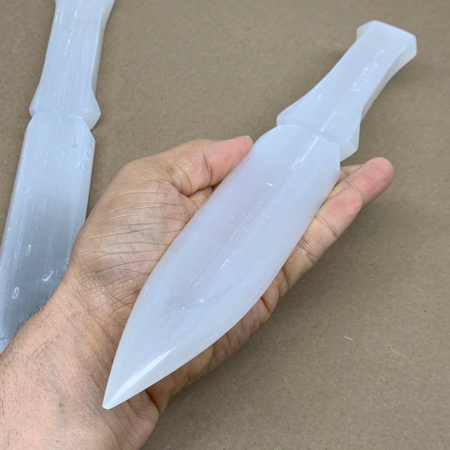 8pcs, 11.5"x1.5"x0.5", Natural Selenite Crystal Dagger (Satin Spar)