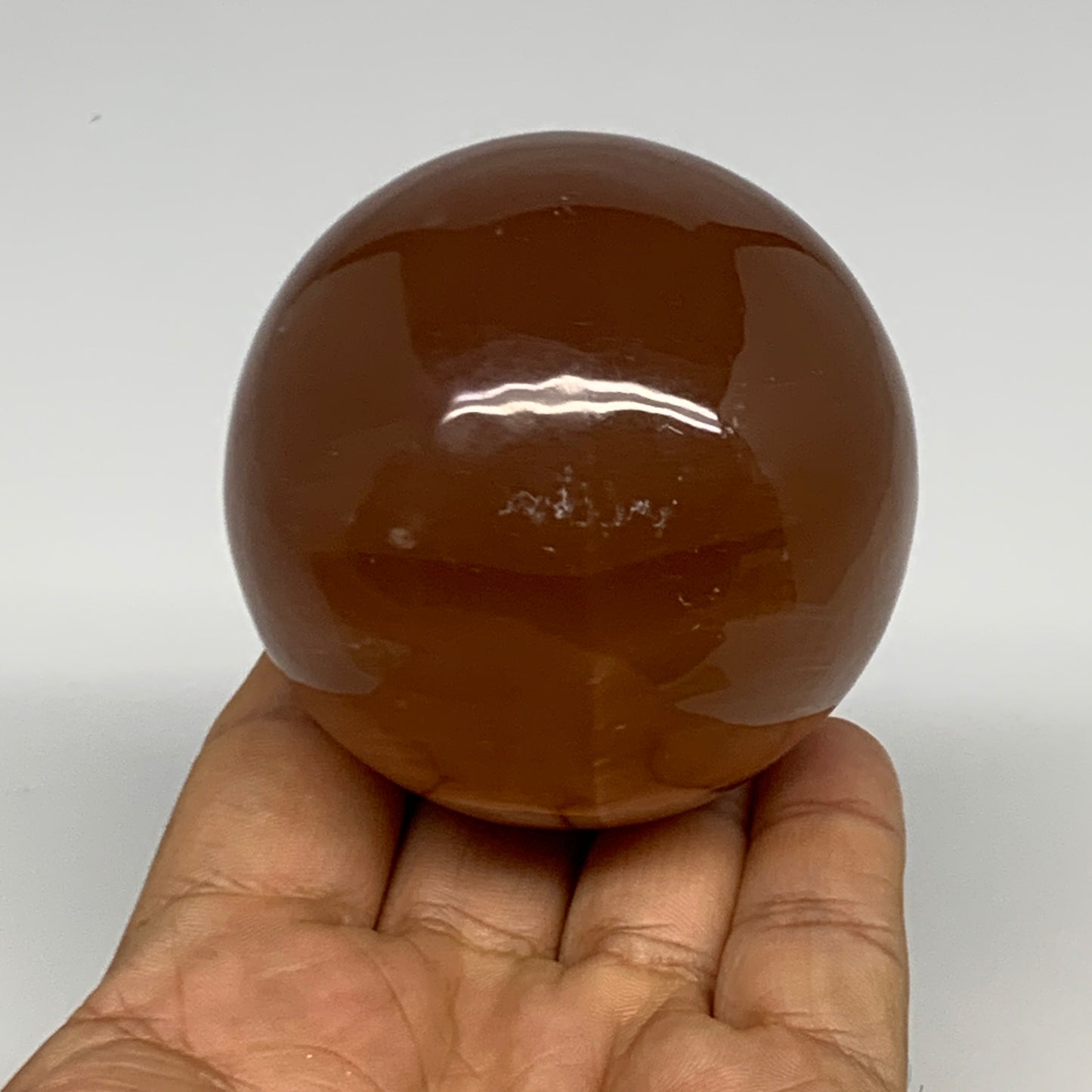 358.7g,2.5"(63mm) Honey Calcite Sphere Gemstone,Healing Crystal,B29834