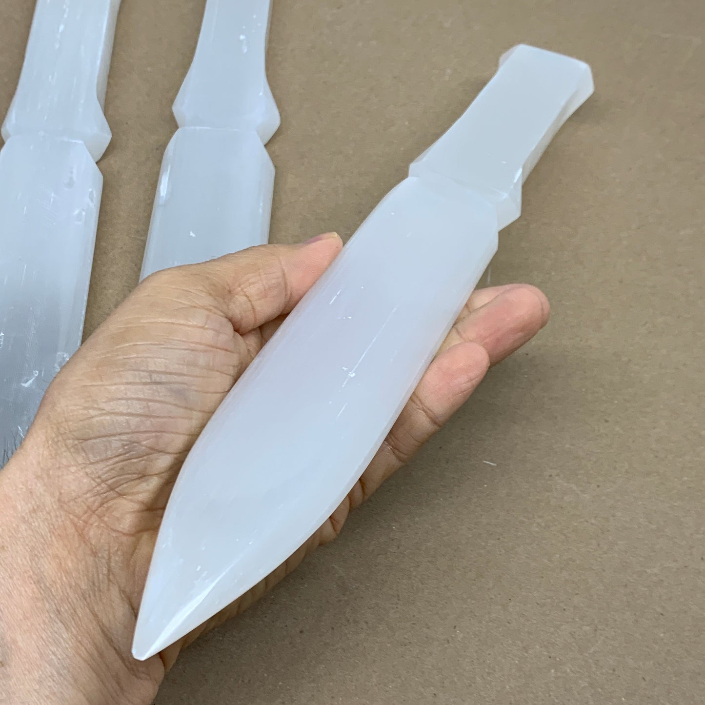 8pcs, 11.5"x1.5"x0.5", Natural Selenite Crystal Dagger (Satin Spar)