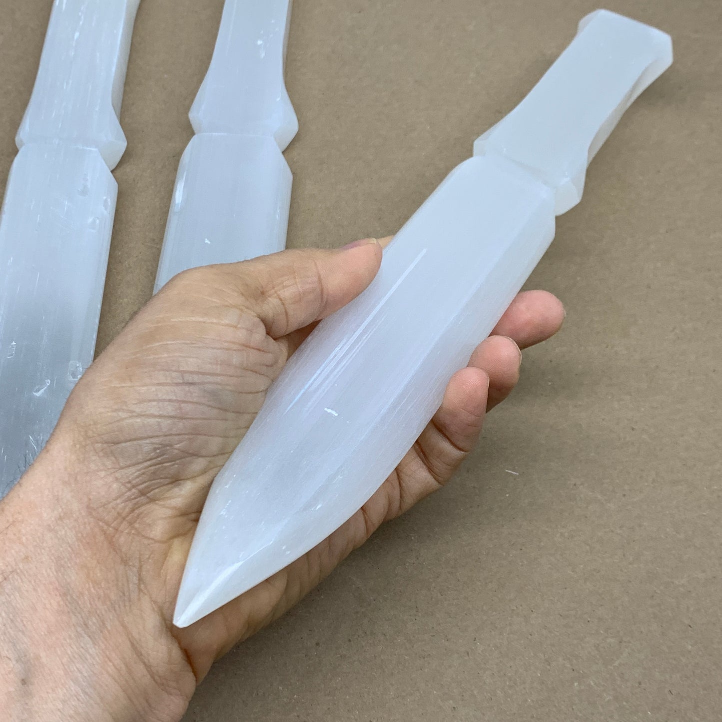 8pcs, 11.5"x1.5"x0.5", Natural Selenite Crystal Dagger (Satin Spar)