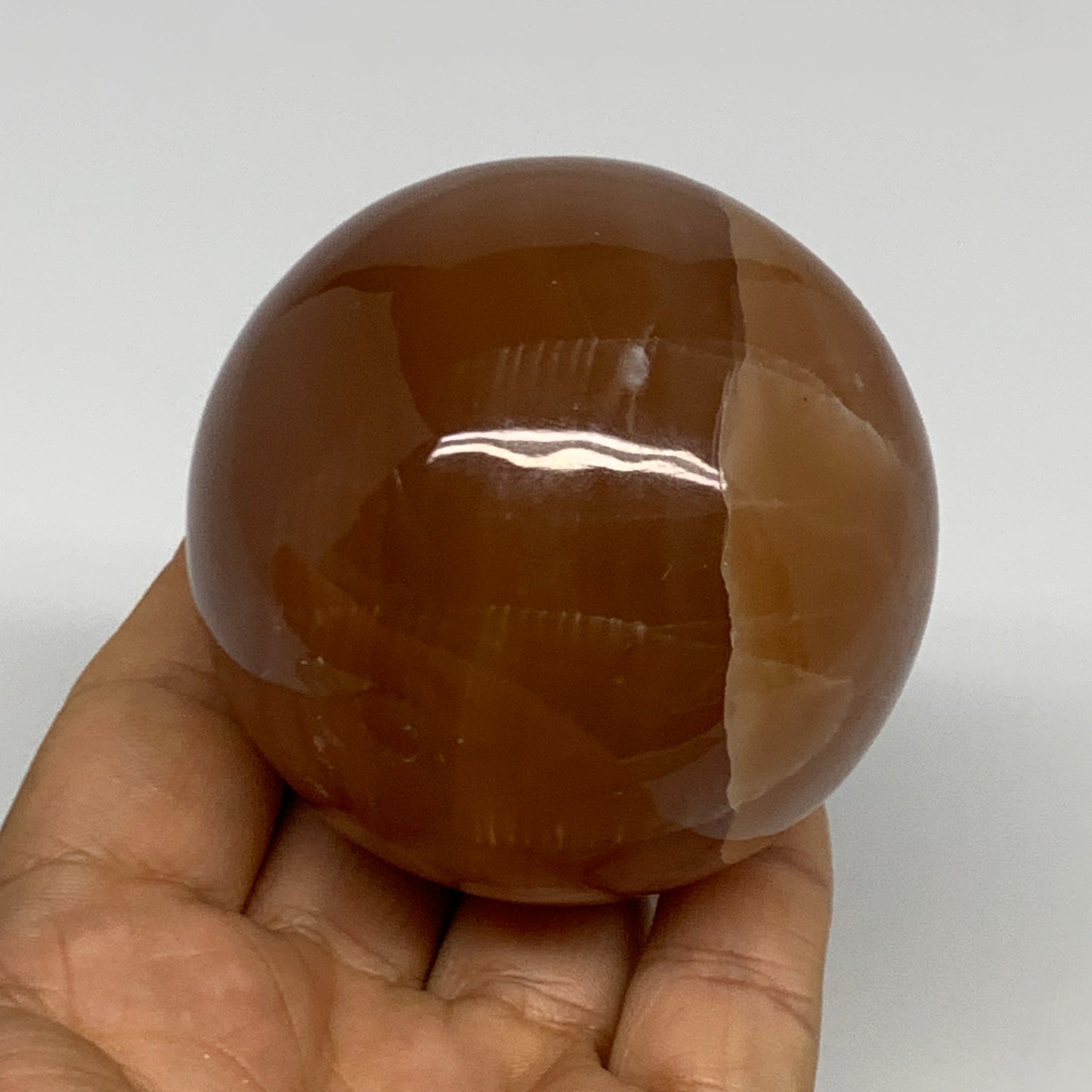 358.7g,2.5"(63mm) Honey Calcite Sphere Gemstone,Healing Crystal,B29834