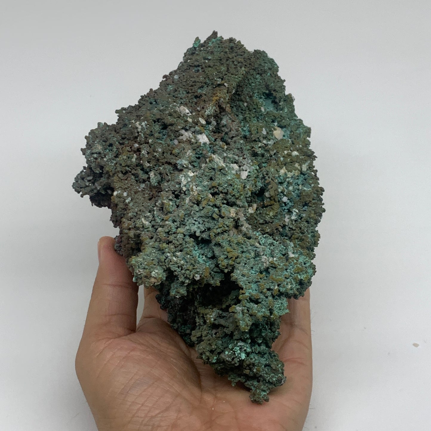 3.1 lbs, 8.7"x4.3"x2.9", Malachite on Native Copper Mineral Specimens, B33983