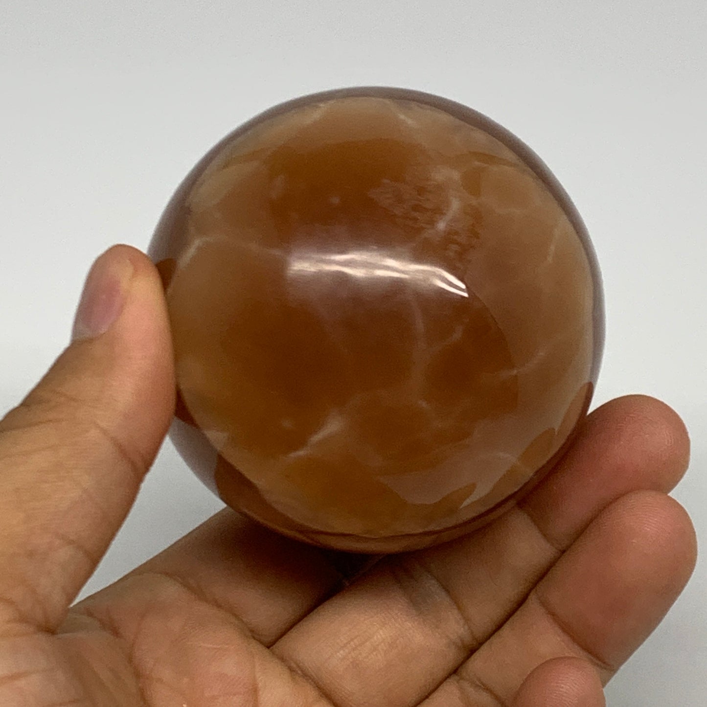358.7g,2.5"(63mm) Honey Calcite Sphere Gemstone,Healing Crystal,B29834