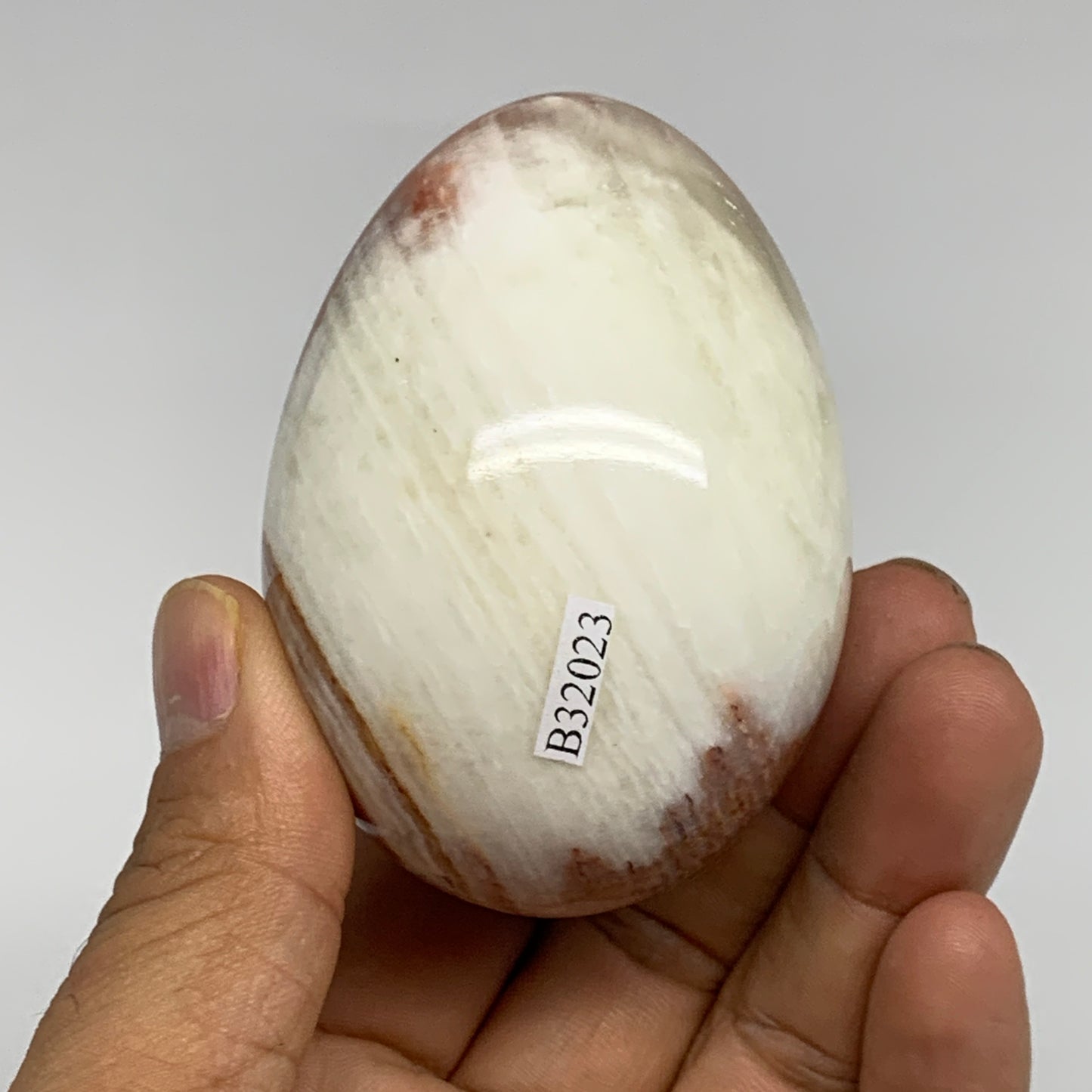 247g, 2.7"x2" Natural Green Onyx Egg Gemstone Mineral, from Pakistan, B32023