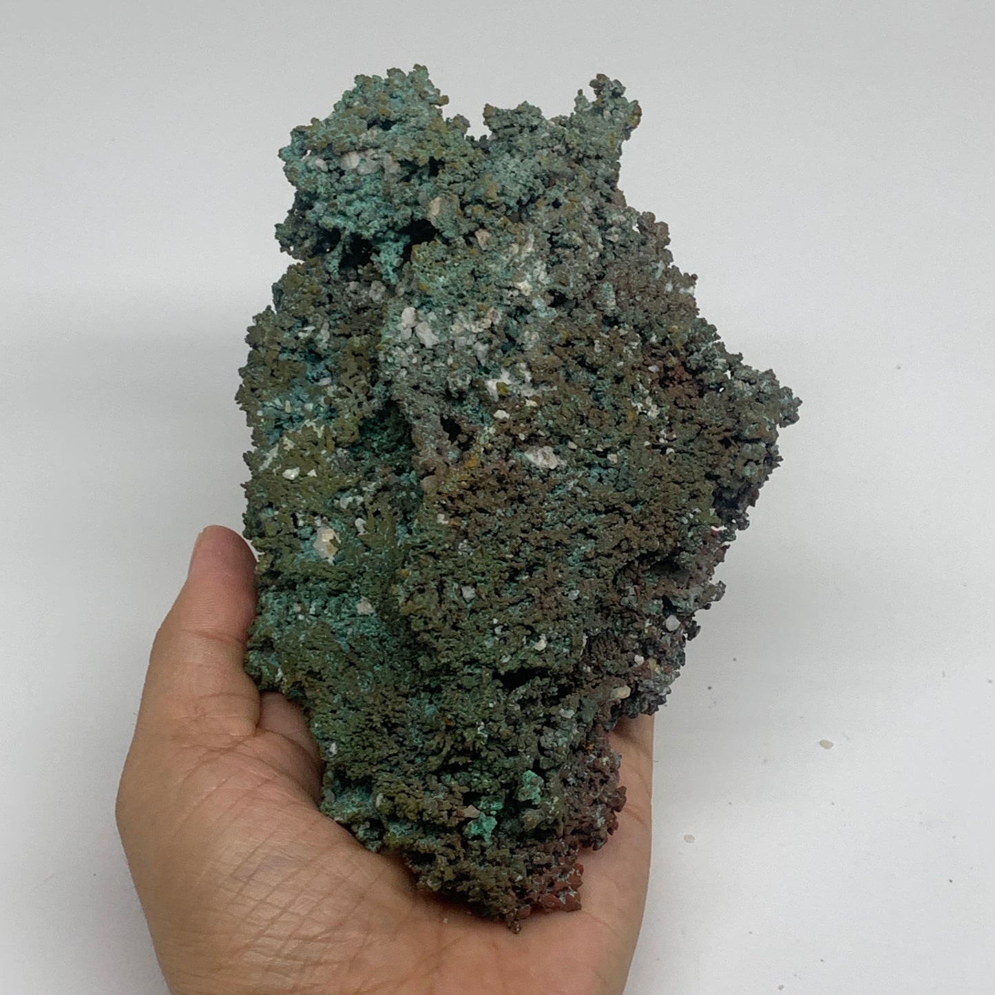 3.1 lbs, 8.7"x4.3"x2.9", Malachite on Native Copper Mineral Specimens, B33983