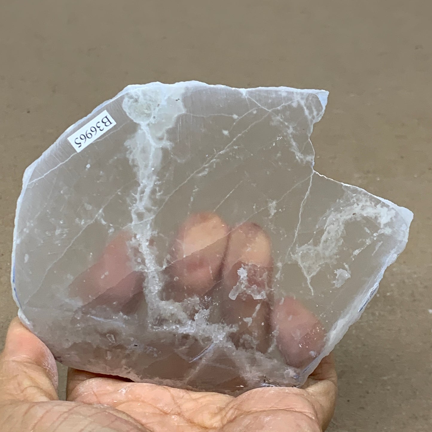 0.99 lbs, 4.7"x3.9"x1", Natural Clear Selenite Crystal Slab Gemstone, B36965