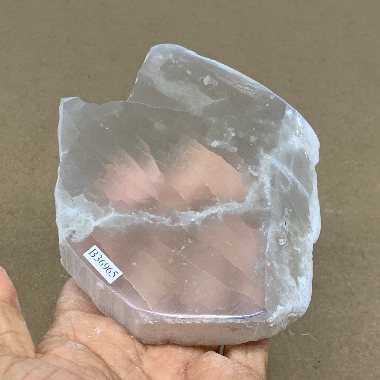 0.99 lbs, 4.7"x3.9"x1", Natural Clear Selenite Crystal Slab Gemstone, B36965