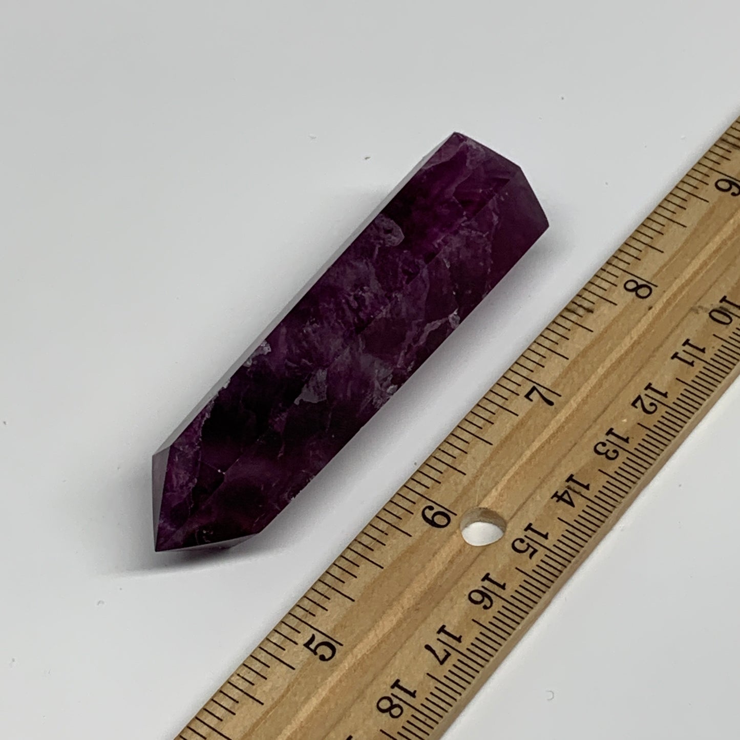 66.2g,  3.1"x0.7", Natural Watermelon Fluorite Tower Obelisk Point Crystal, B313