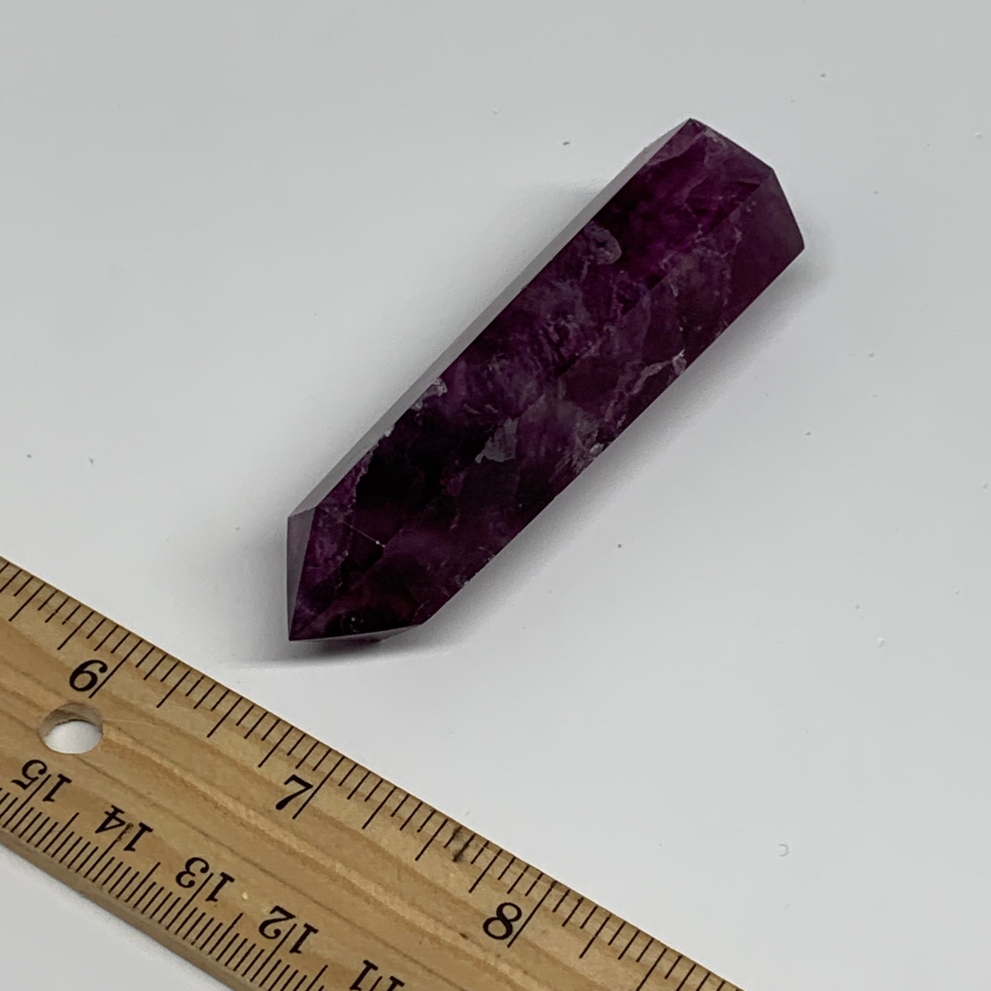66.2g,  3.1"x0.7", Natural Watermelon Fluorite Tower Obelisk Point Crystal, B313