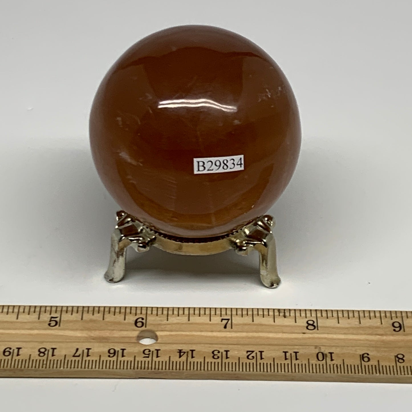 358.7g,2.5"(63mm) Honey Calcite Sphere Gemstone,Healing Crystal,B29834