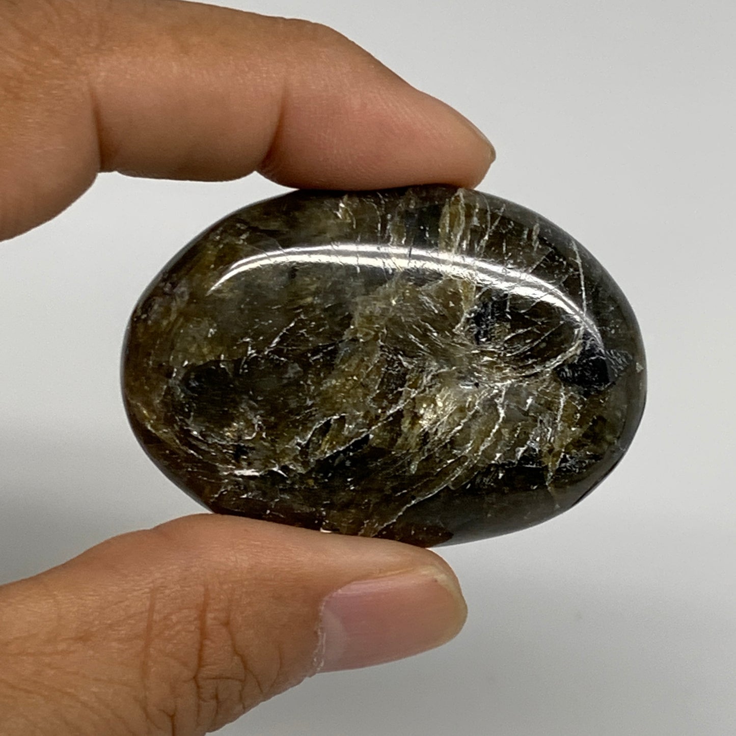 161.2g, 2"-2.1", 3pcs, Labradorite Palm-stone Polished Gemstone, B35529