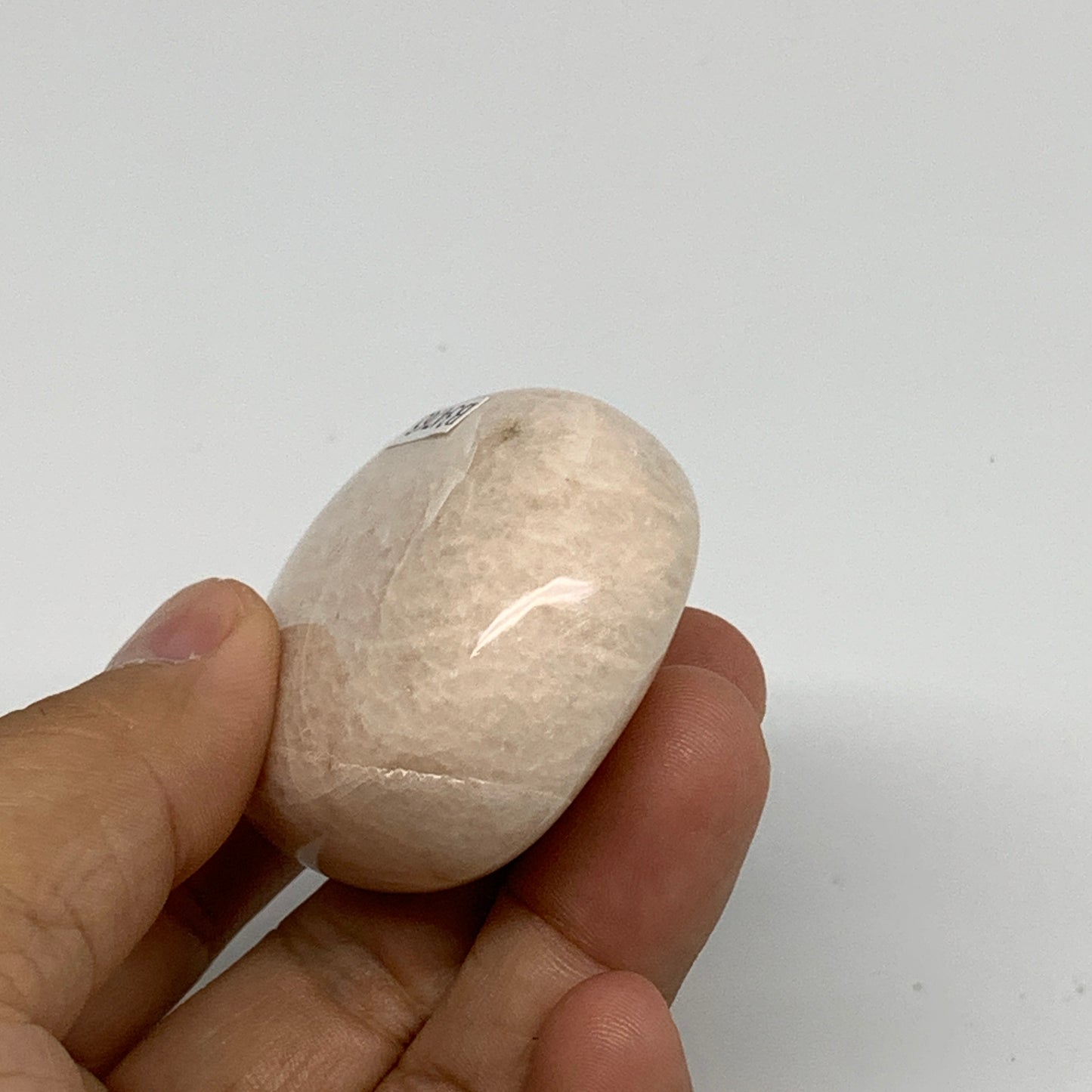 87g,2.1"x1.6"x0.9", Peach Moonstone Polished Palm-Stone Gemstone, B34765