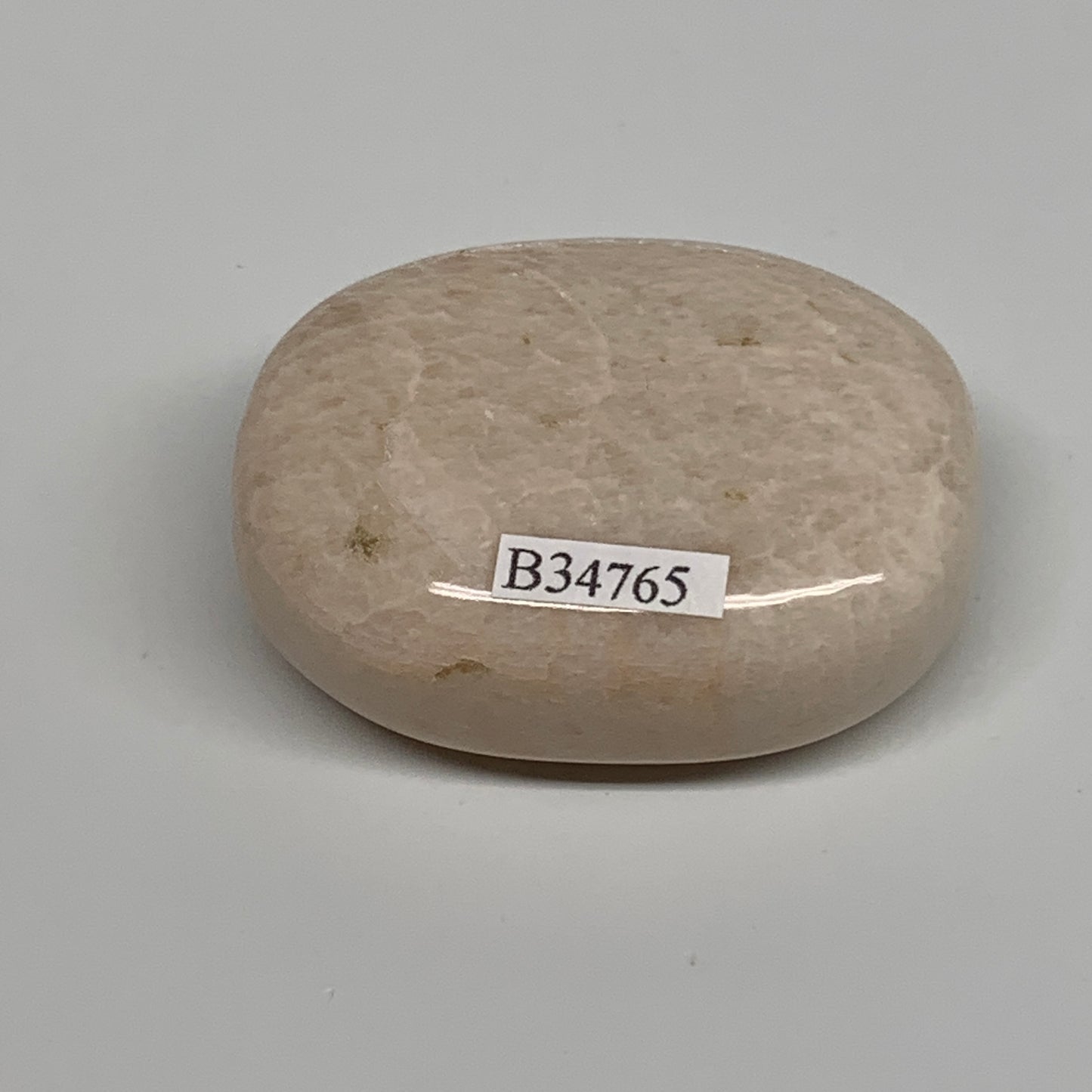 87g,2.1"x1.6"x0.9", Peach Moonstone Polished Palm-Stone Gemstone, B34765