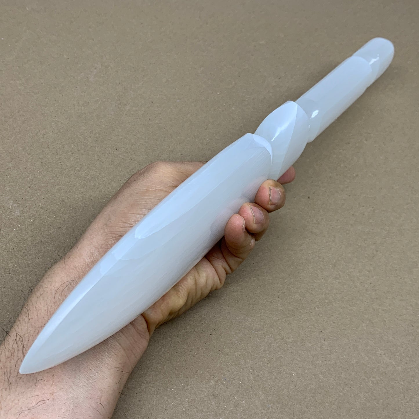 1.4 lbs, 14"x2.8"x1", Natural Selenite Crystal Dagger (Satin Spar), B36084