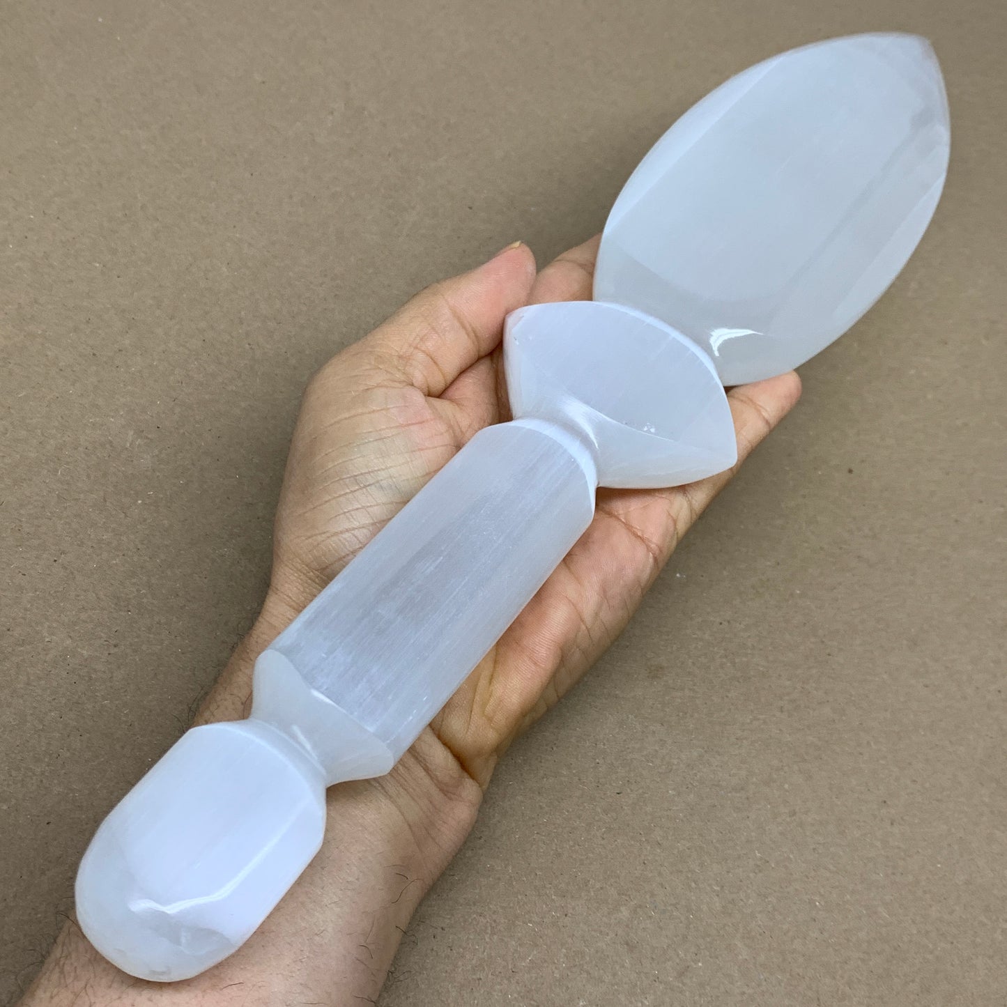 1.4 lbs, 14"x2.8"x1", Natural Selenite Crystal Dagger (Satin Spar), B36084