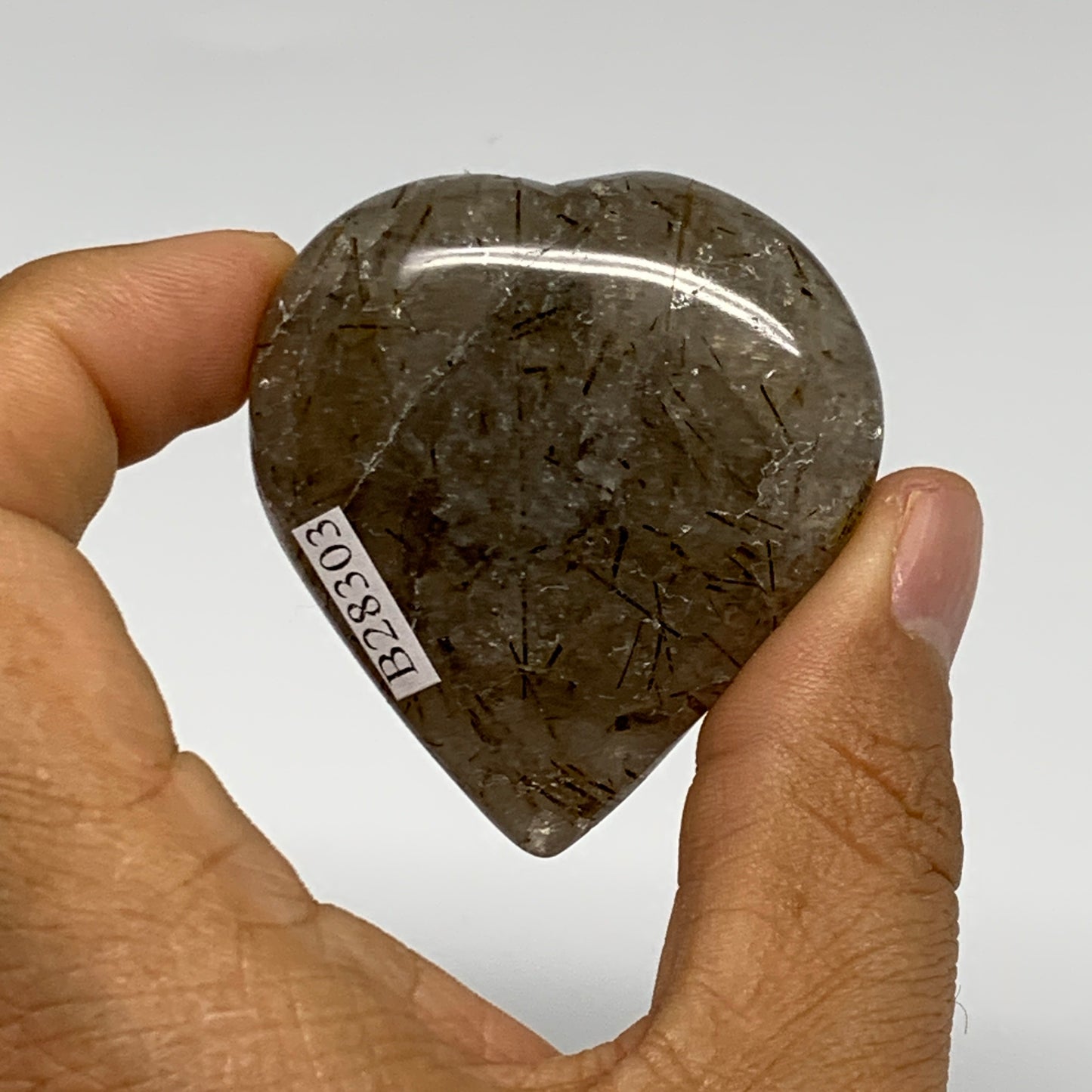 65.1g, 2"x1.8"x0.8", Natural Small Rutile Quartz Crystal Heart Reiki, B28303