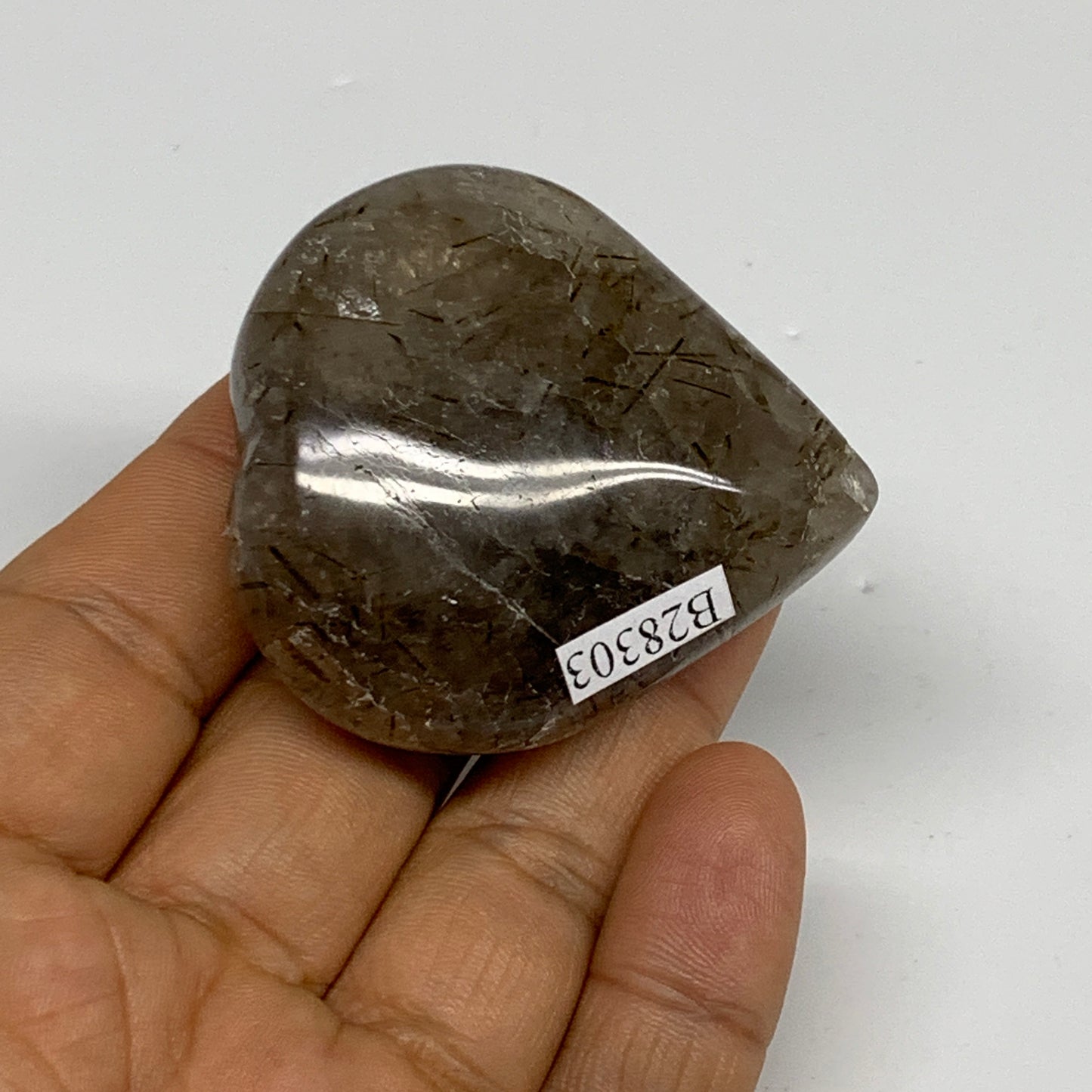 65.1g, 2"x1.8"x0.8", Natural Small Rutile Quartz Crystal Heart Reiki, B28303