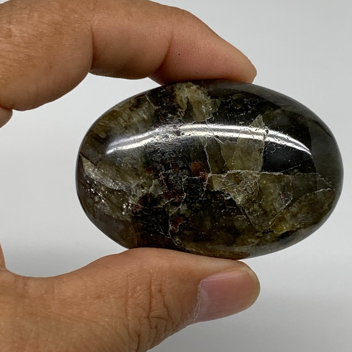 191.8g, 2.1"-2.2", 3pcs, Labradorite Palm-stone Polished Gemstone, B35532