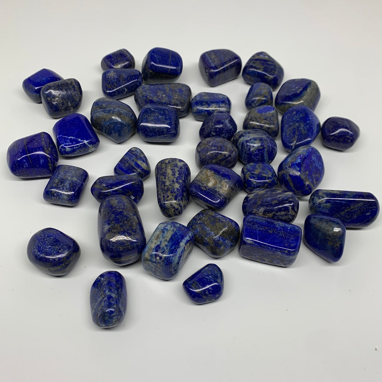 2.2 lb, 0.9"-1.7", 38 pcs, Lapis Lazuli Tumbled Stone Polished, B36971