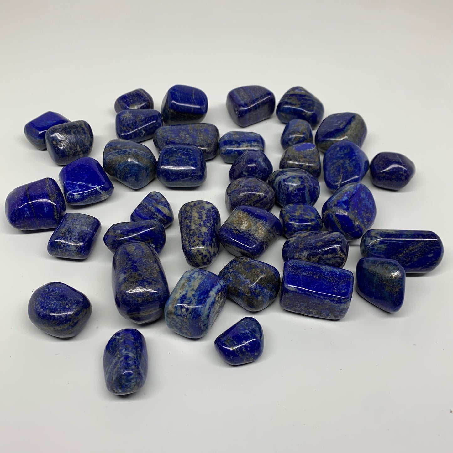 2.2 lb, 0.9"-1.7", 38 pcs, Lapis Lazuli Tumbled Stone Polished, B36971